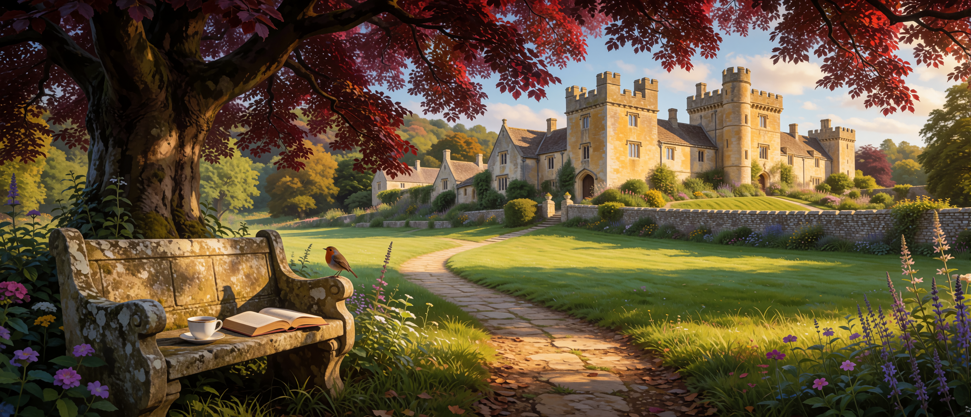 castle-belonging-garden-bench-cotswold-copper-beech-ultrawide