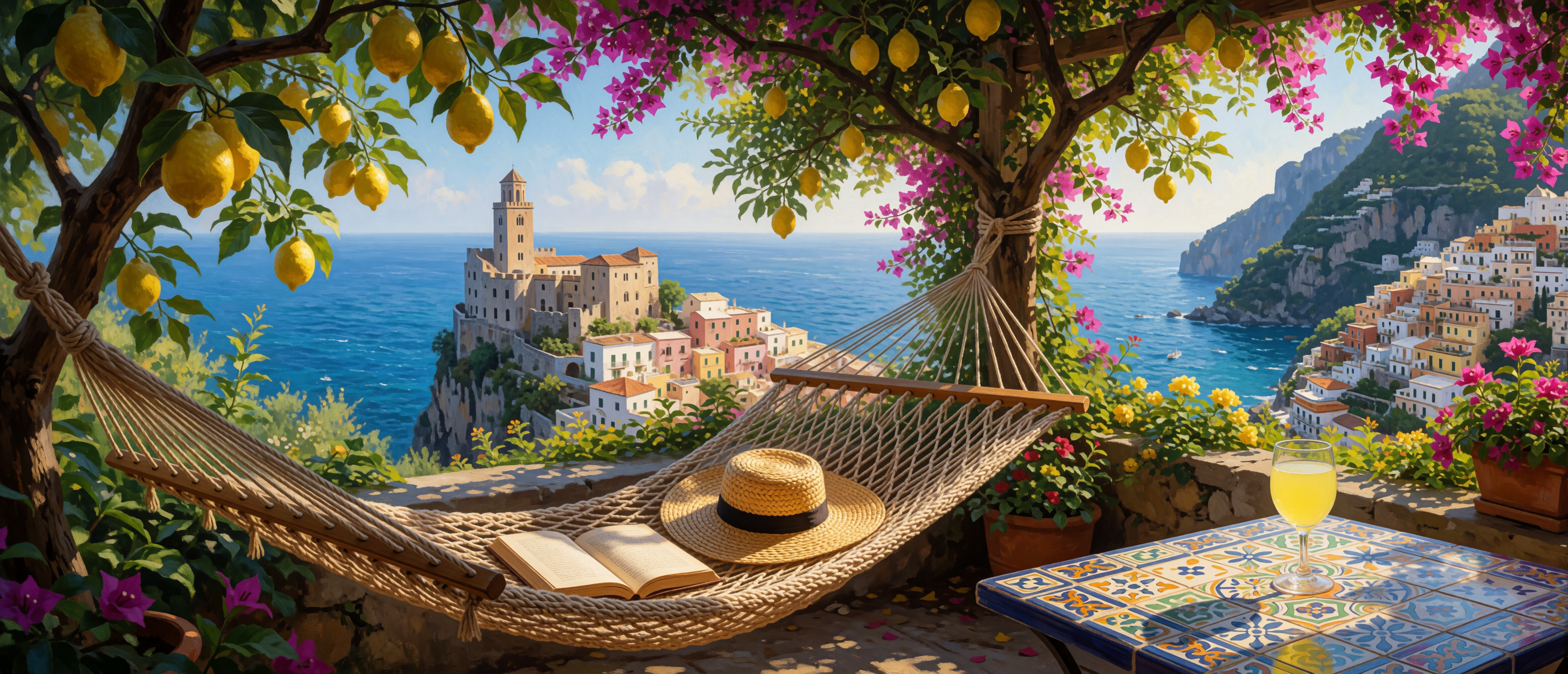 castle-belonging-hammock-amalfi-coast-lemon-trees-ultrawide