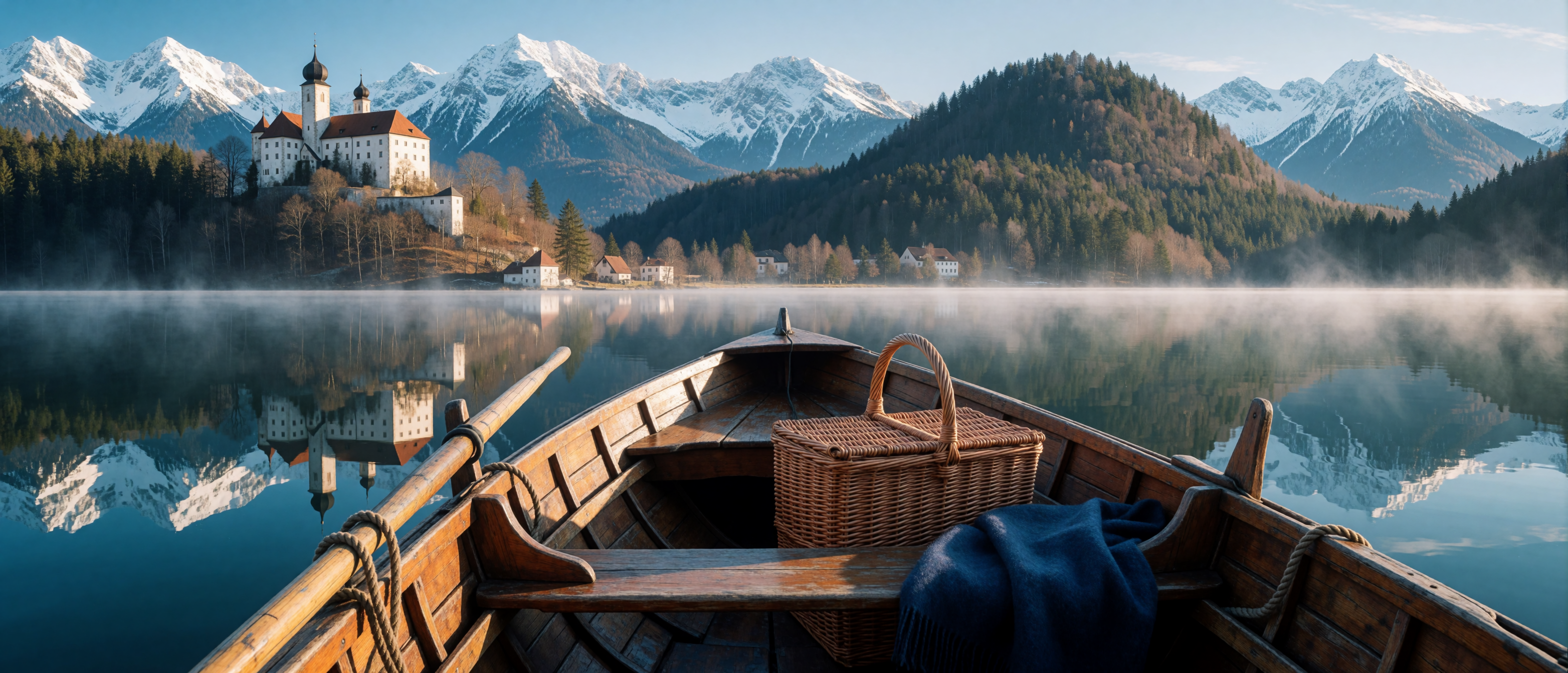 castle-belonging-rowboat-bavarian-lake-alpine-reflection-ultrawide
