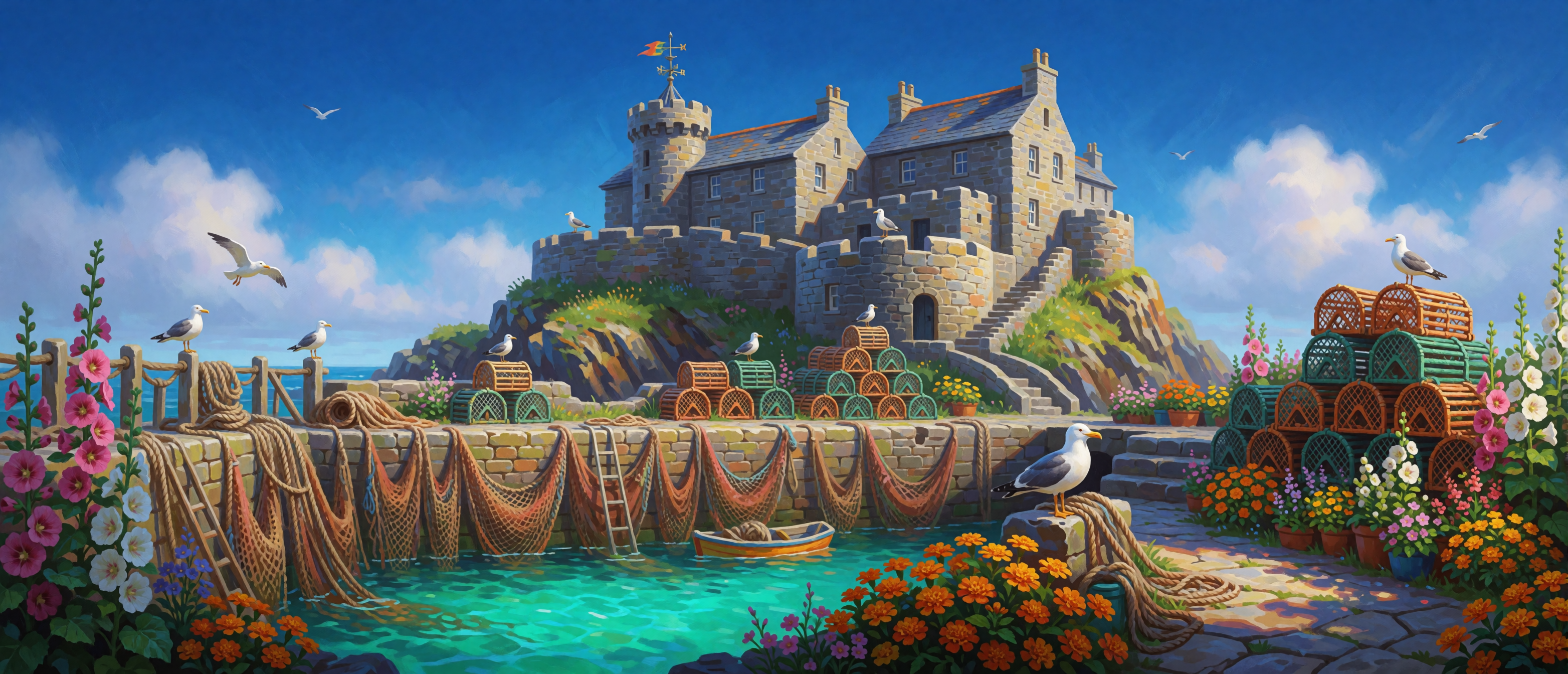 castle-cornish-harbour-fishing-nets-ultrawide
