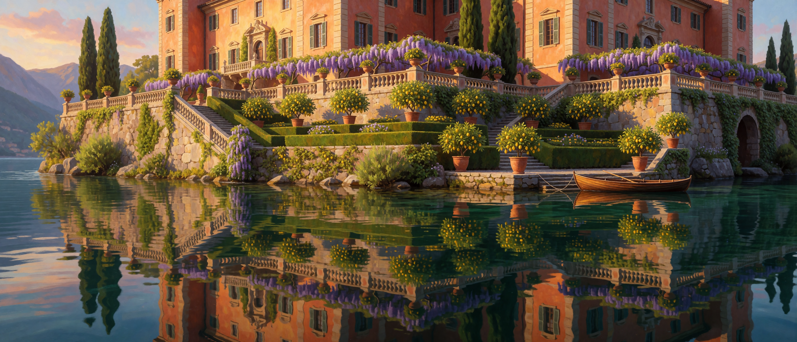 castle-italian-lake-island-terraced-garden-ultrawide