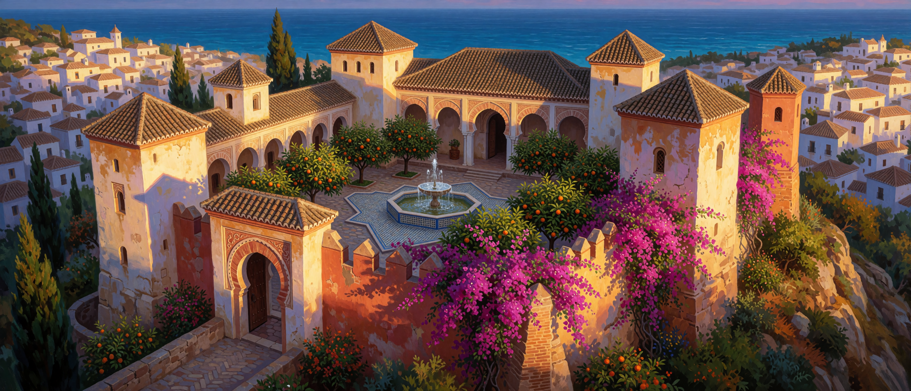 castle-moorish-andalusian-hilltop-evening-ultrawide