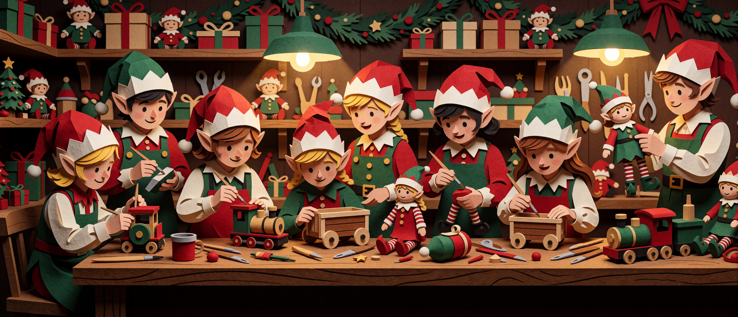 christmas-papercut-elves-toy-assembly-worktable-ultrawide