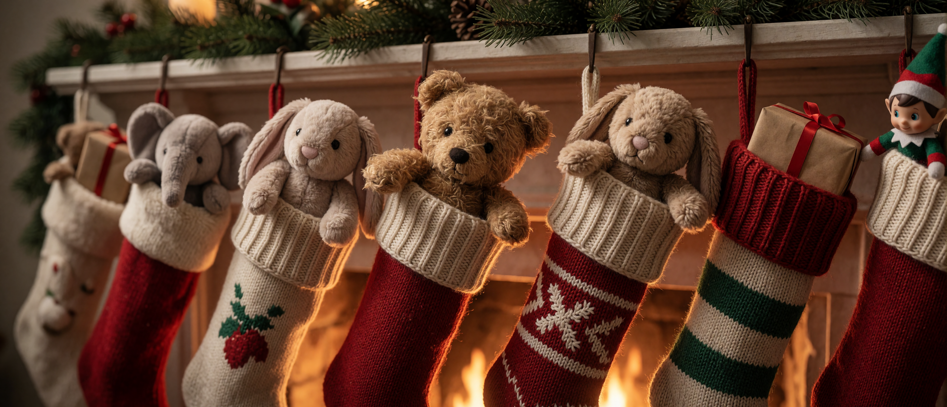 plush-toys-stocking-faces-fireplace-mantle-ultrawide