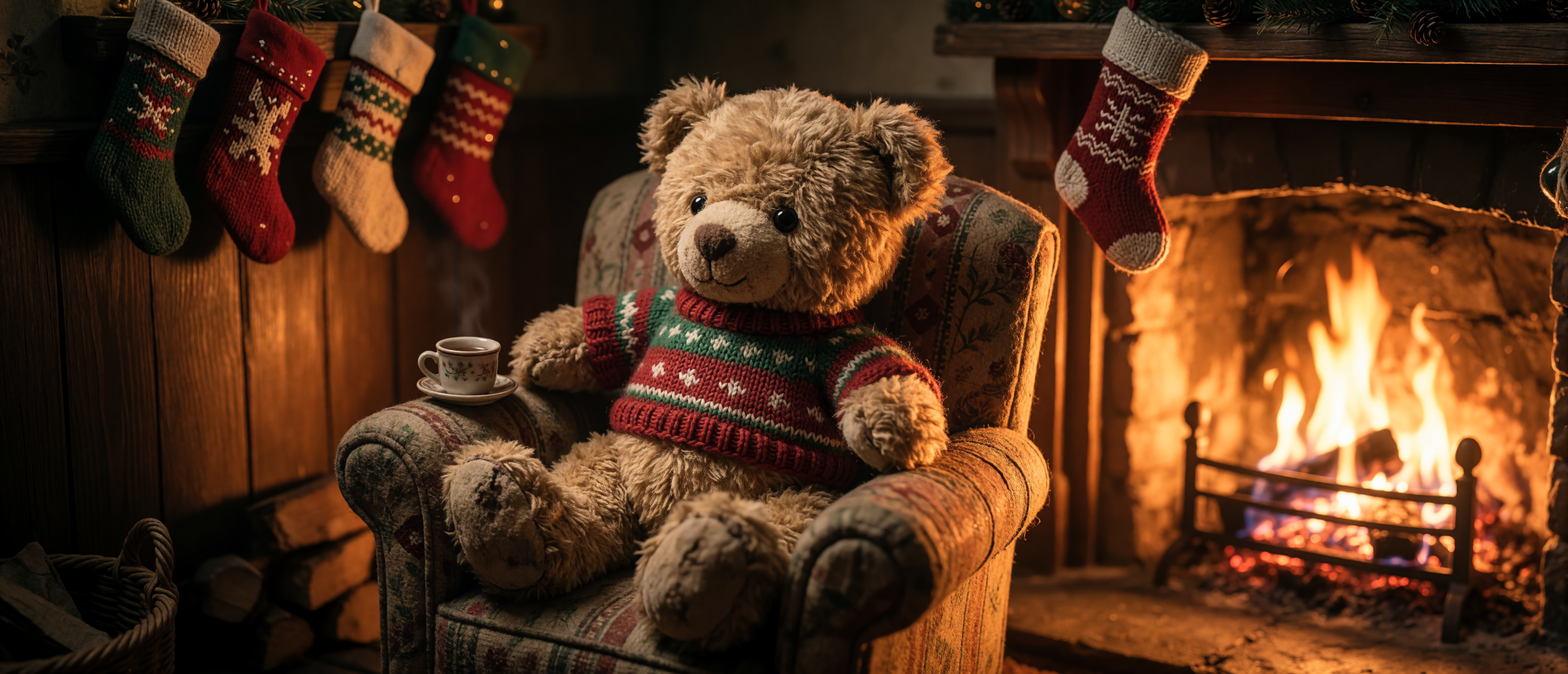 teddy-bear-armchair-fireplace-christmas-jumper-ultrawide