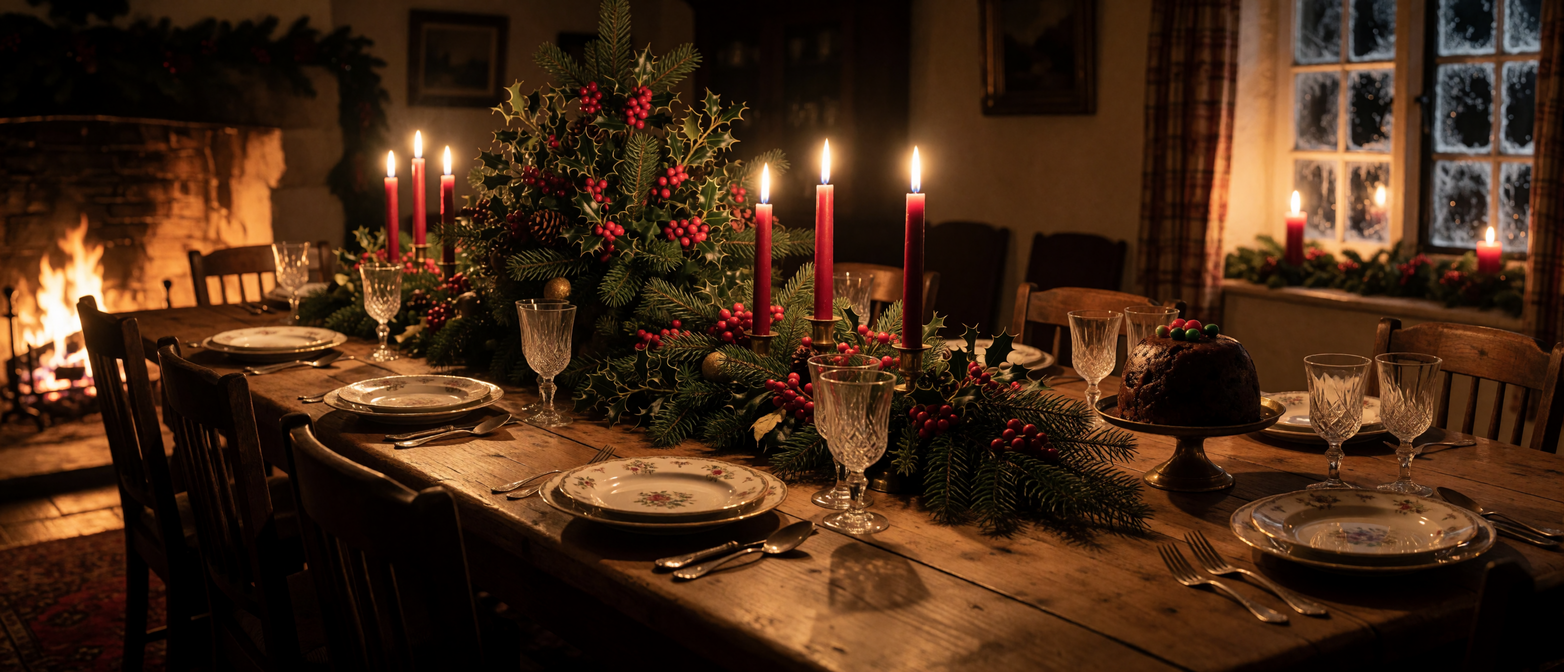 christmas-cottage-dining-table-candles-holly-centrepiece-china-ultrawide