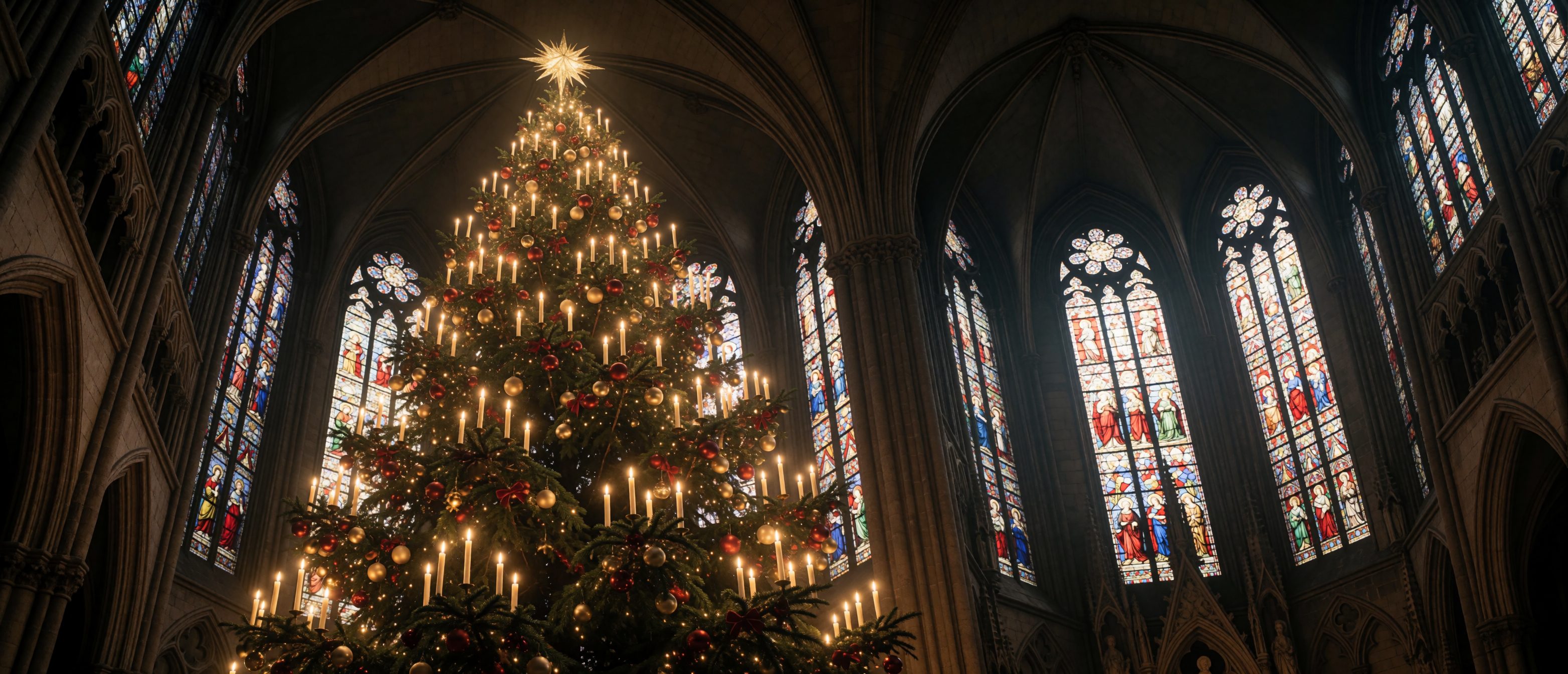 christmas-tree-gothic-cathedral-candlelight-stained-glass-ultrawide