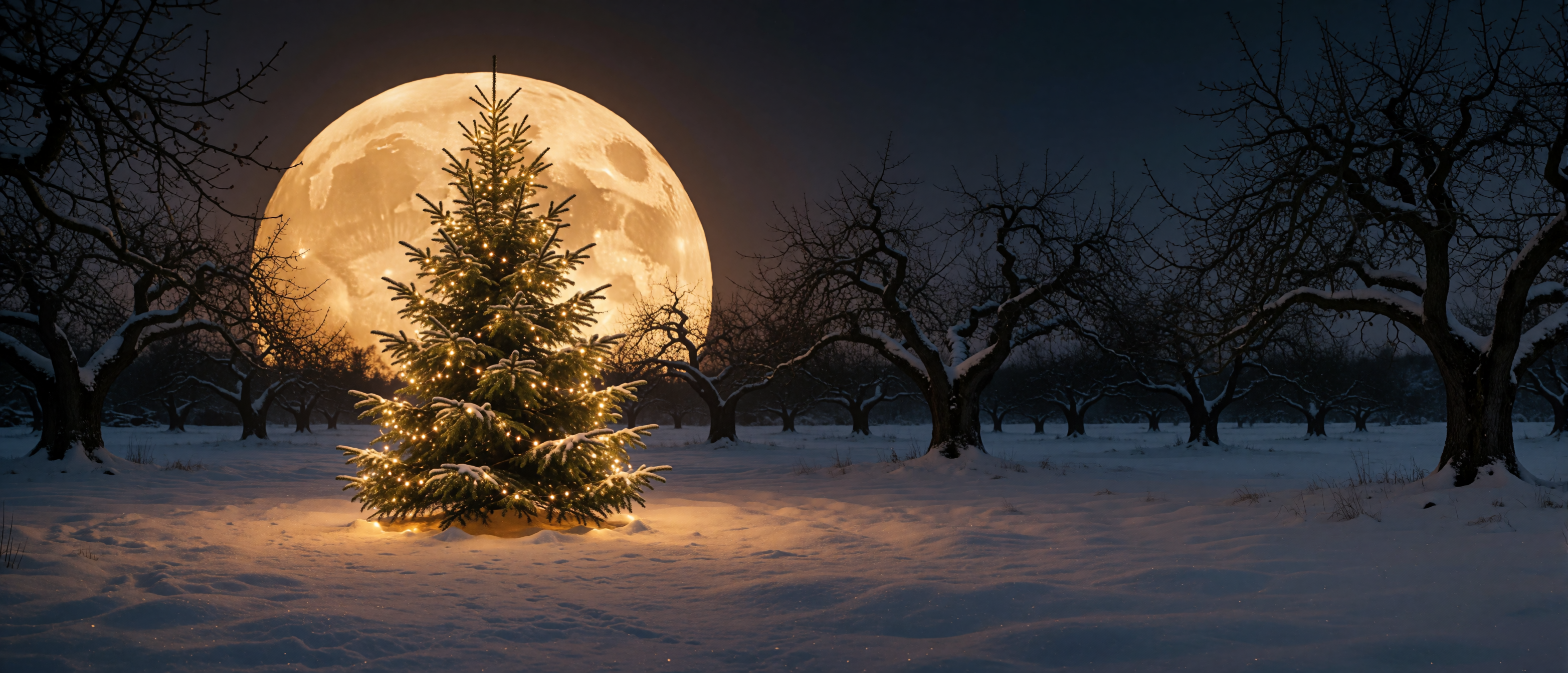 christmas-tree-orchard-harvest-moon-amber-silhouette-ultrawide