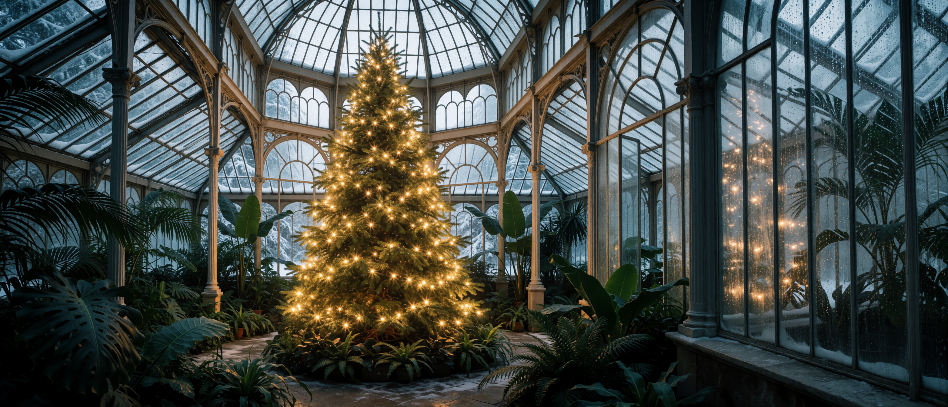 christmas-tree-victorian-greenhouse-glass-tropical-snow-ultrawide