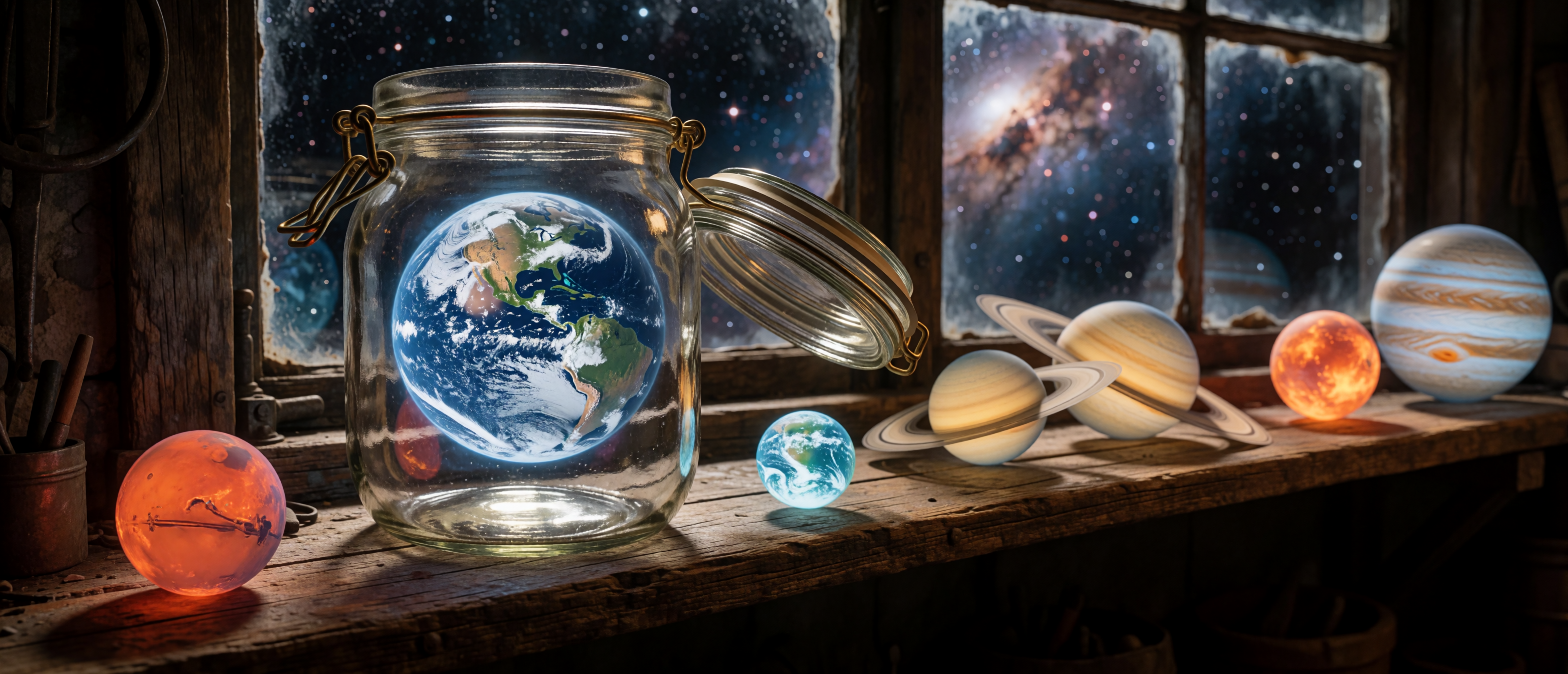 space-surreal-planets-glass-jars-cosmic-workshop-ultrawide