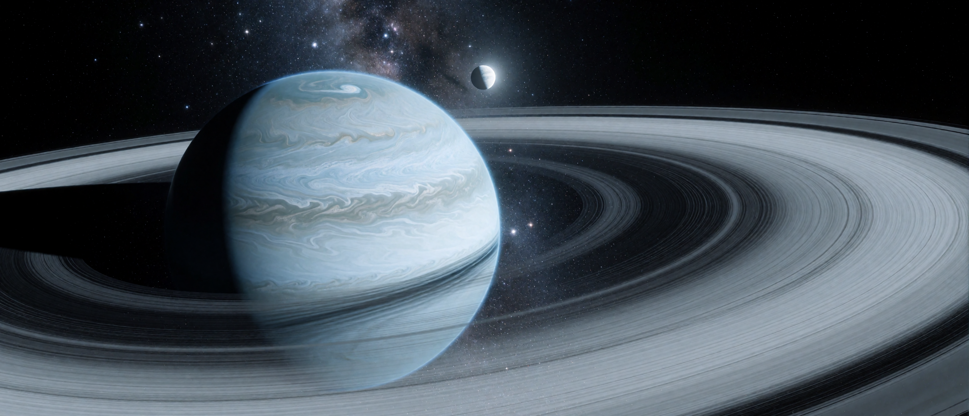 space-ice-giant-symmetric-rings-moon-star-cluster-backdrop-ultrawide