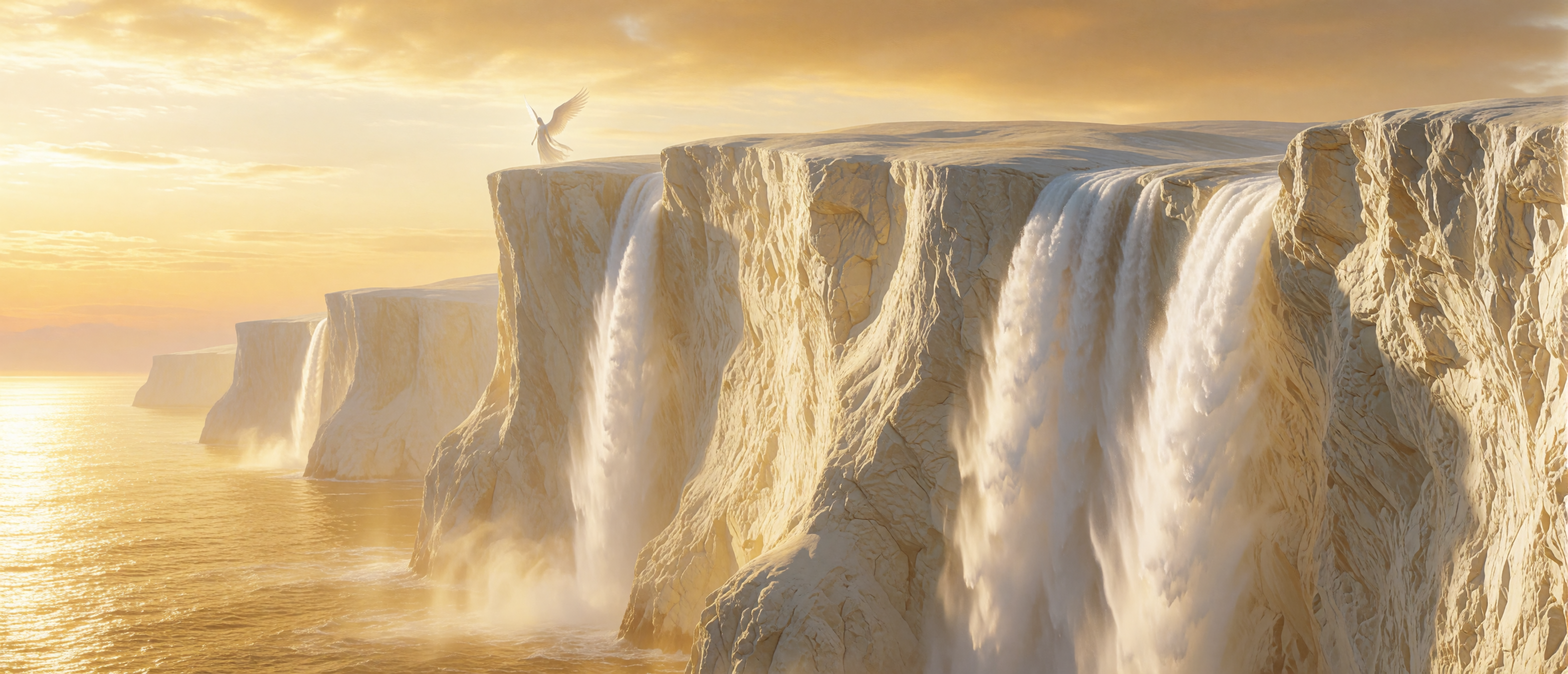 ivory-cliffs-dawn-golden-sea-angel-silhouette-ultrawide