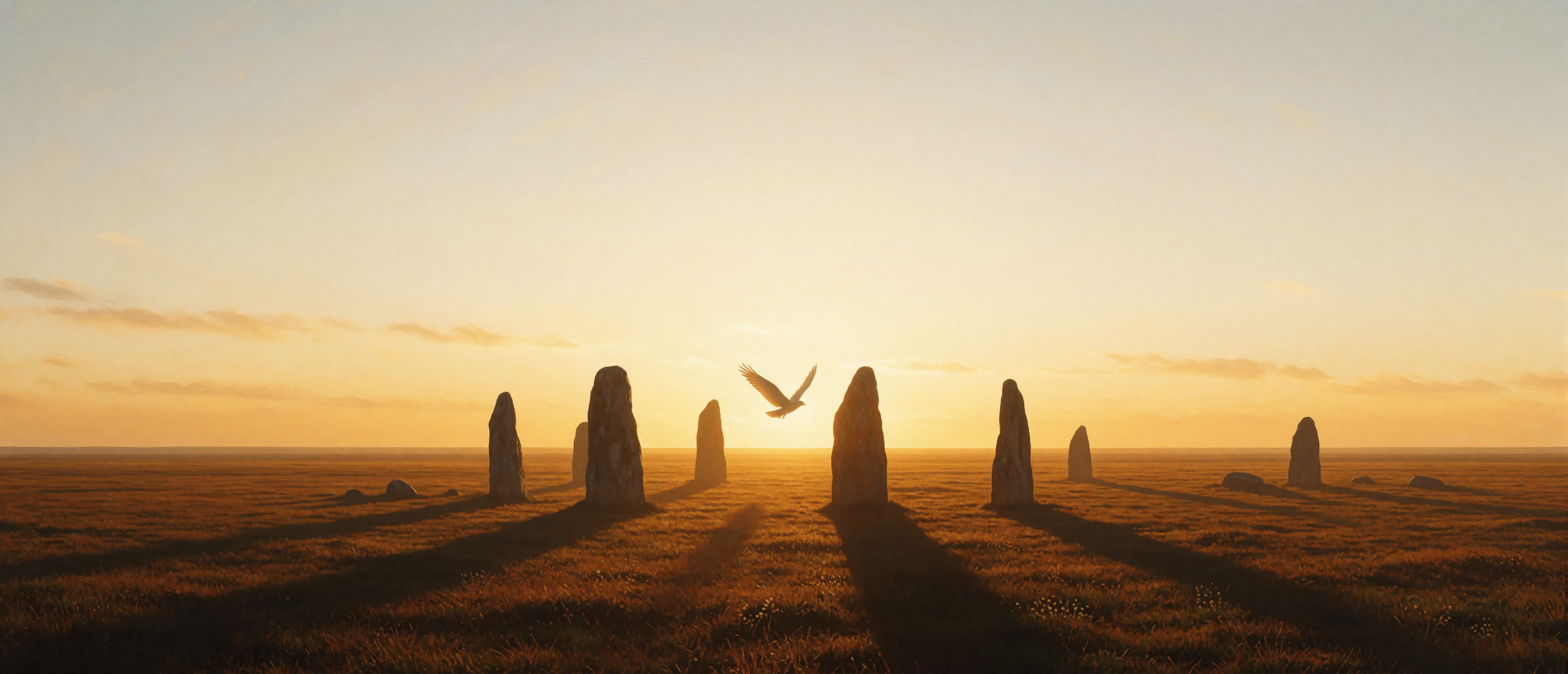 surreal-plain-last-light-standing-stones-angel-ultrawide