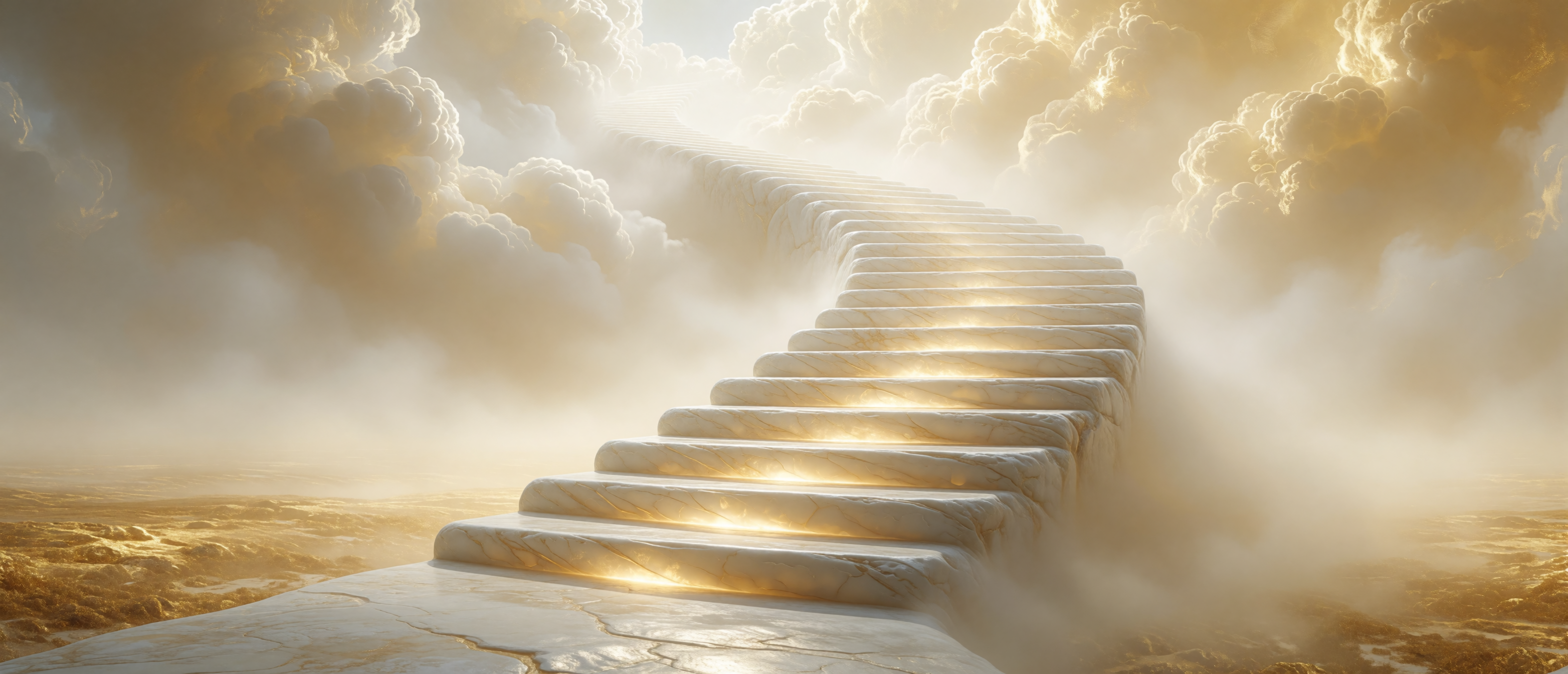 surreal-white-staircase-golden-sky-ascending-mist-ultrawide