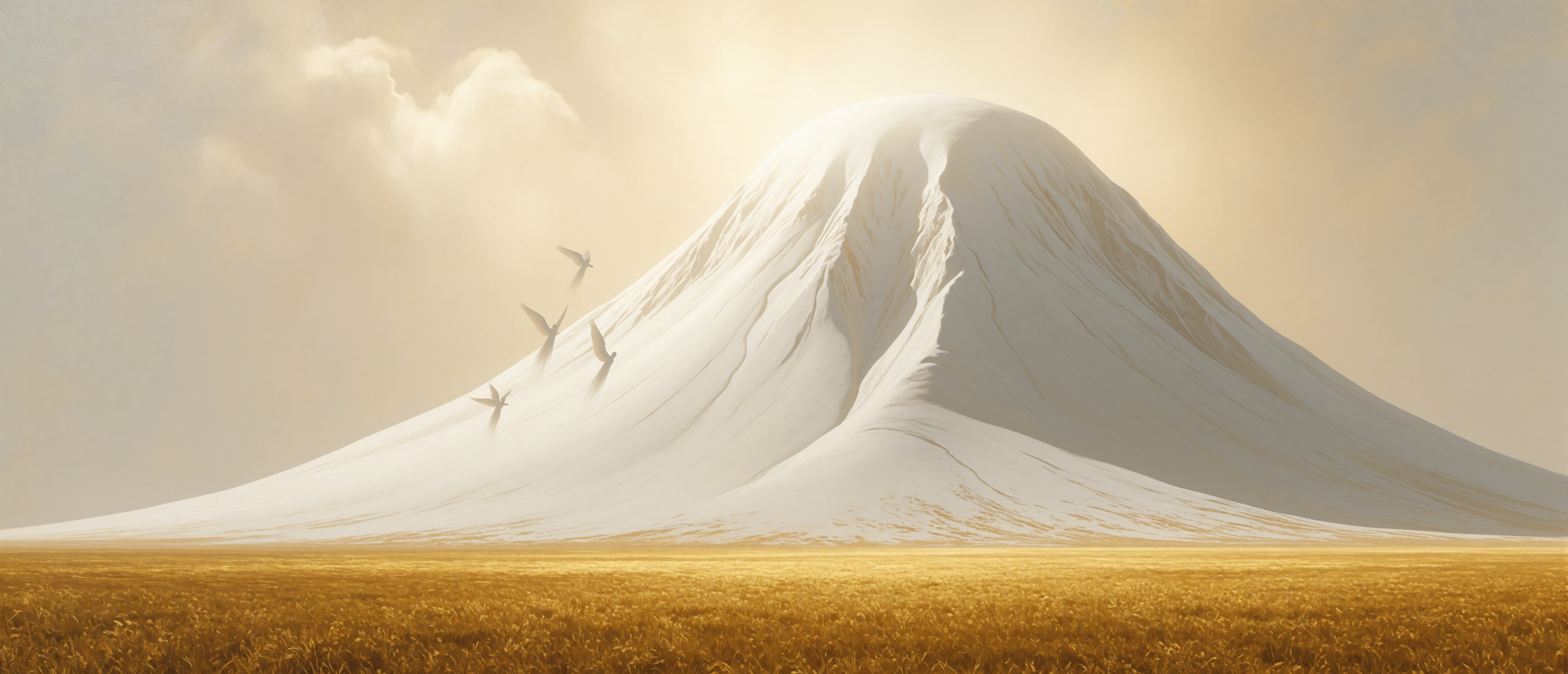 white-mountain-golden-landscape-angel-silhouettes-ultrawide