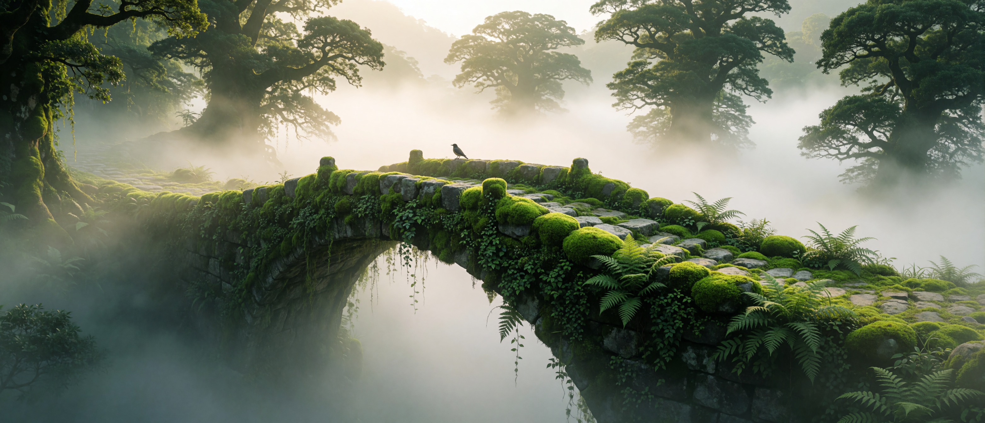 surreal-moss-bridge-to-nowhere-morning-mist-ultrawide
