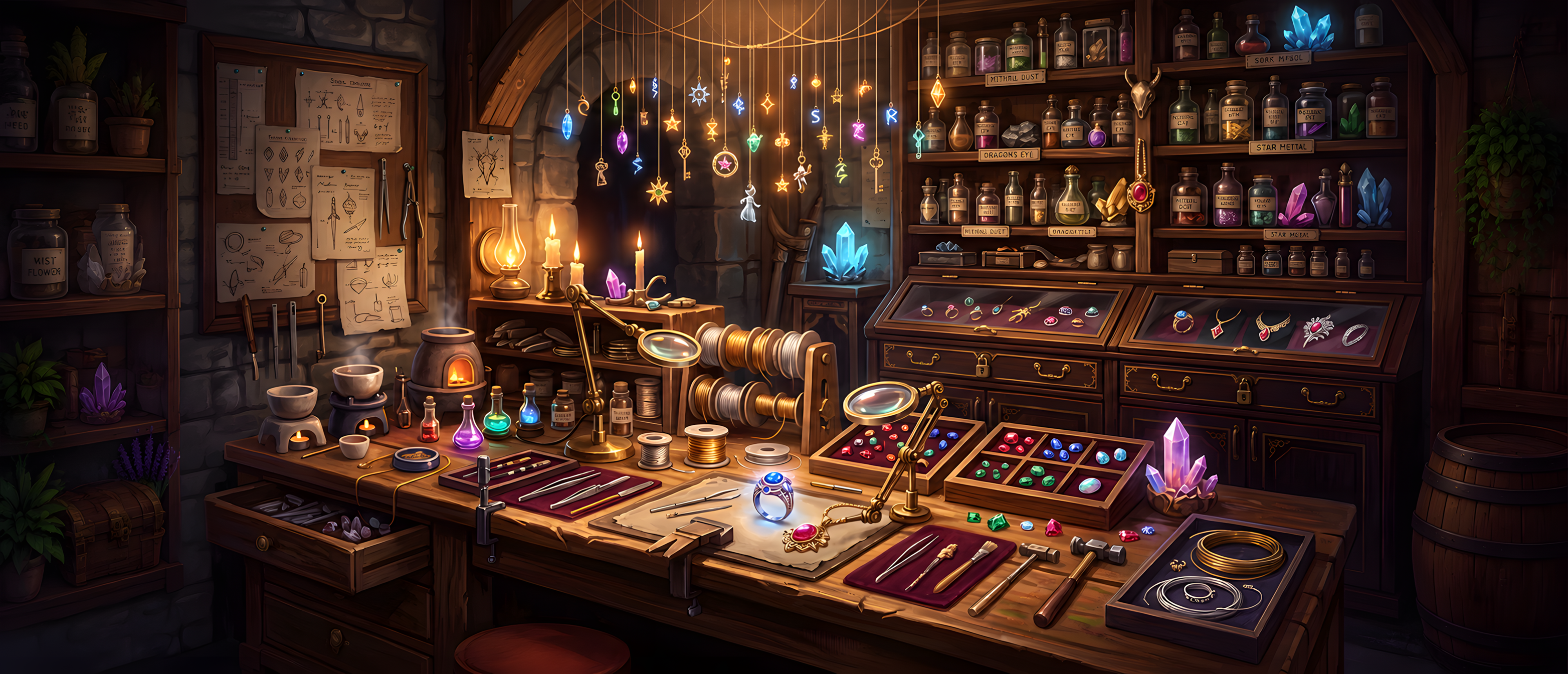 fantasy-mystic-workshops-arcane-jeweler-enchanted-rings-amulets-ultrawide