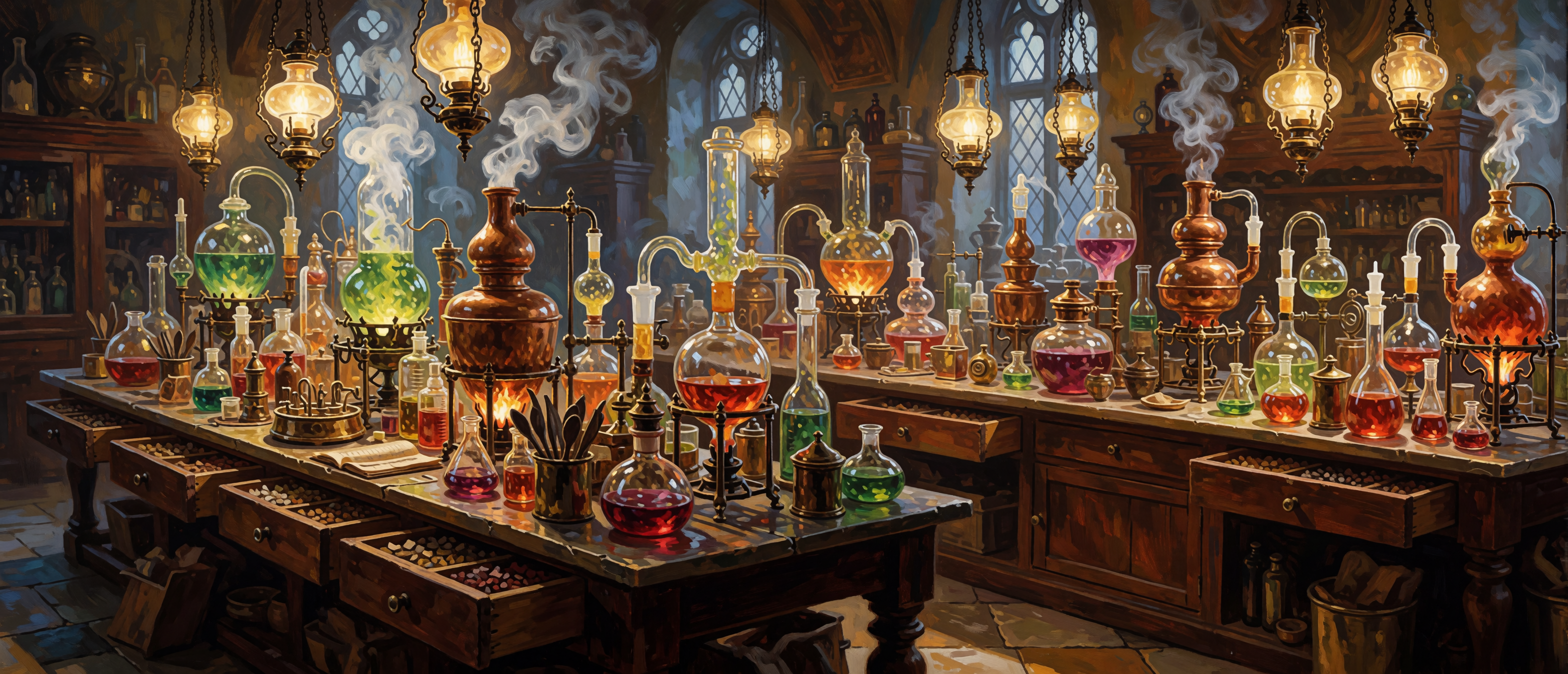 fantasy-mystic-workshops-classical-alchemy-laboratory-glassware-ultrawide