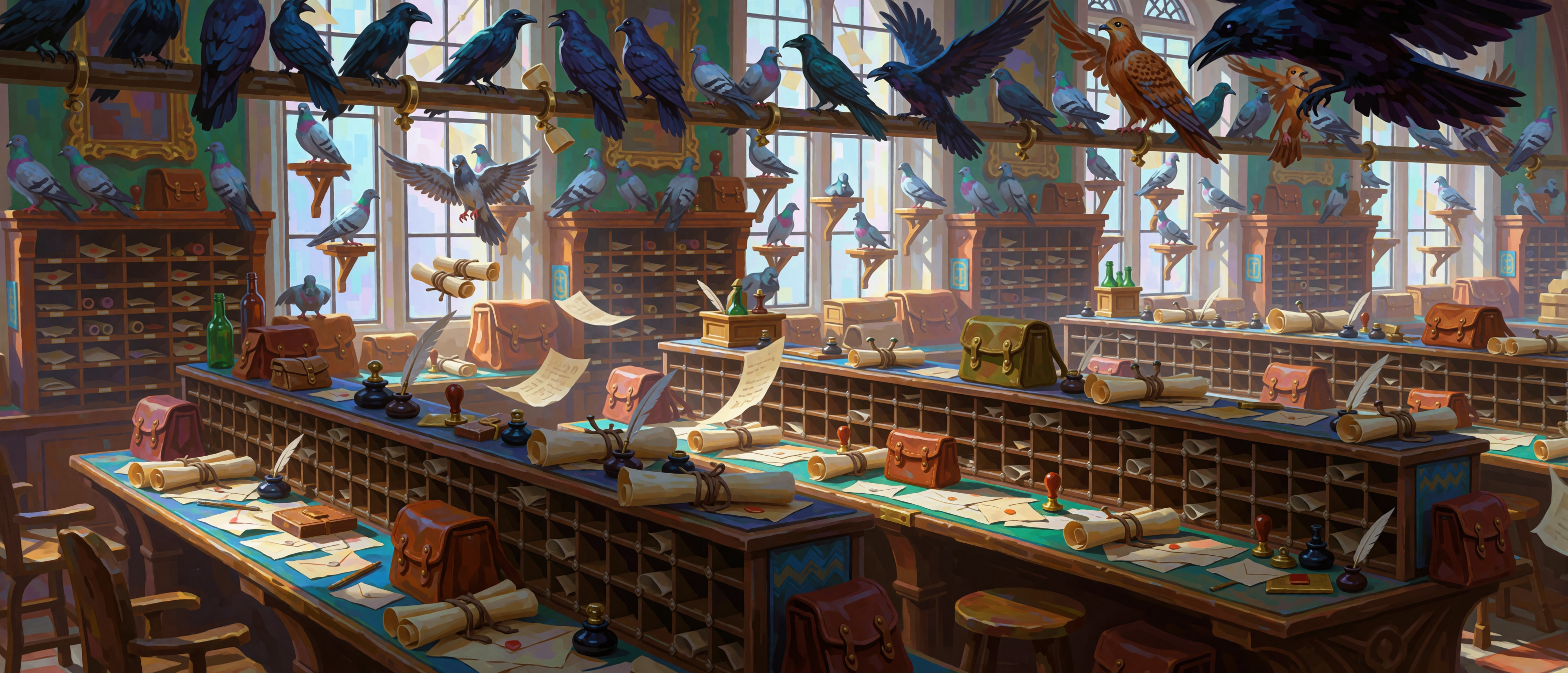 fantasy-mystic-workshops-magical-letter-carrier-ravens-pigeons-hawks-ultrawide