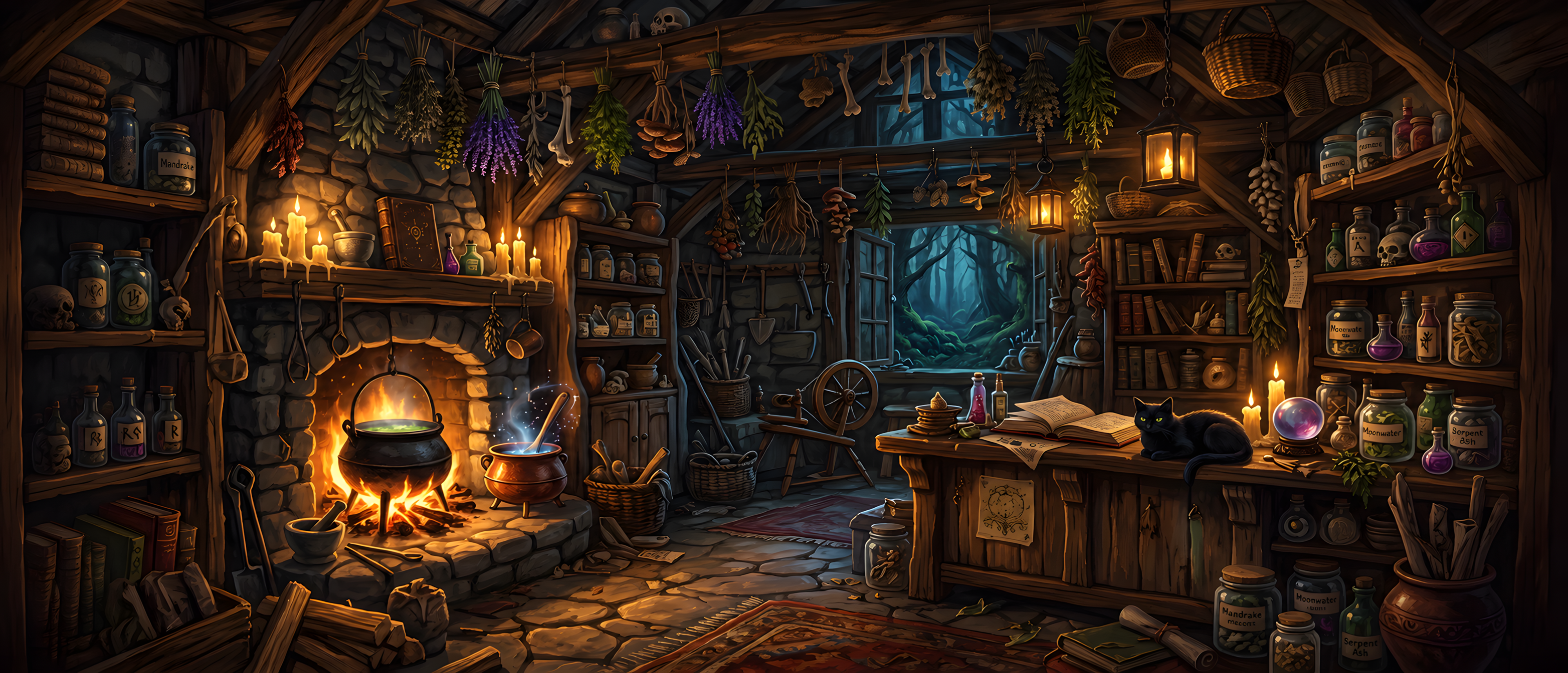 fantasy-mystic-workshops-witch-hut-herbs-cauldron-cat-ultrawide