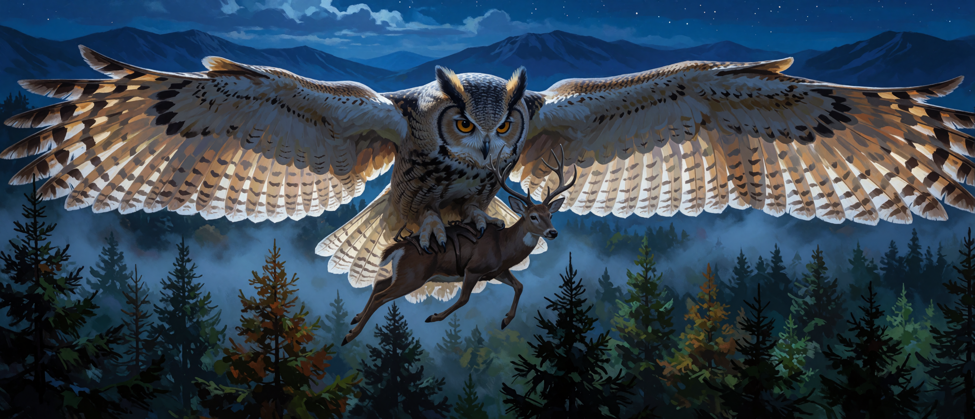 fantasy-flights-giant-owl-carrying-deer-moonlit-pine-forest-ultrawide
