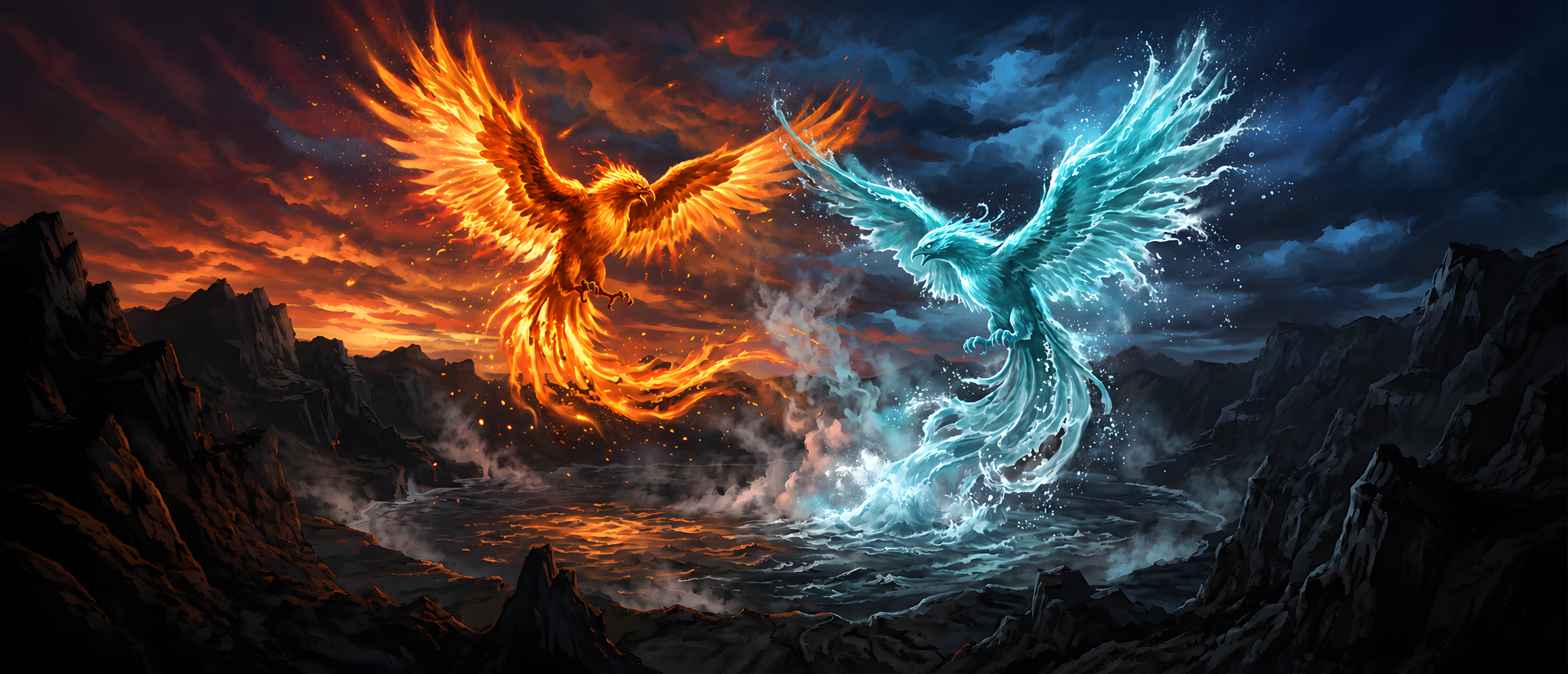 fantasy-flights-phoenix-water-phoenix-volcanic-crater-lake-ultrawide