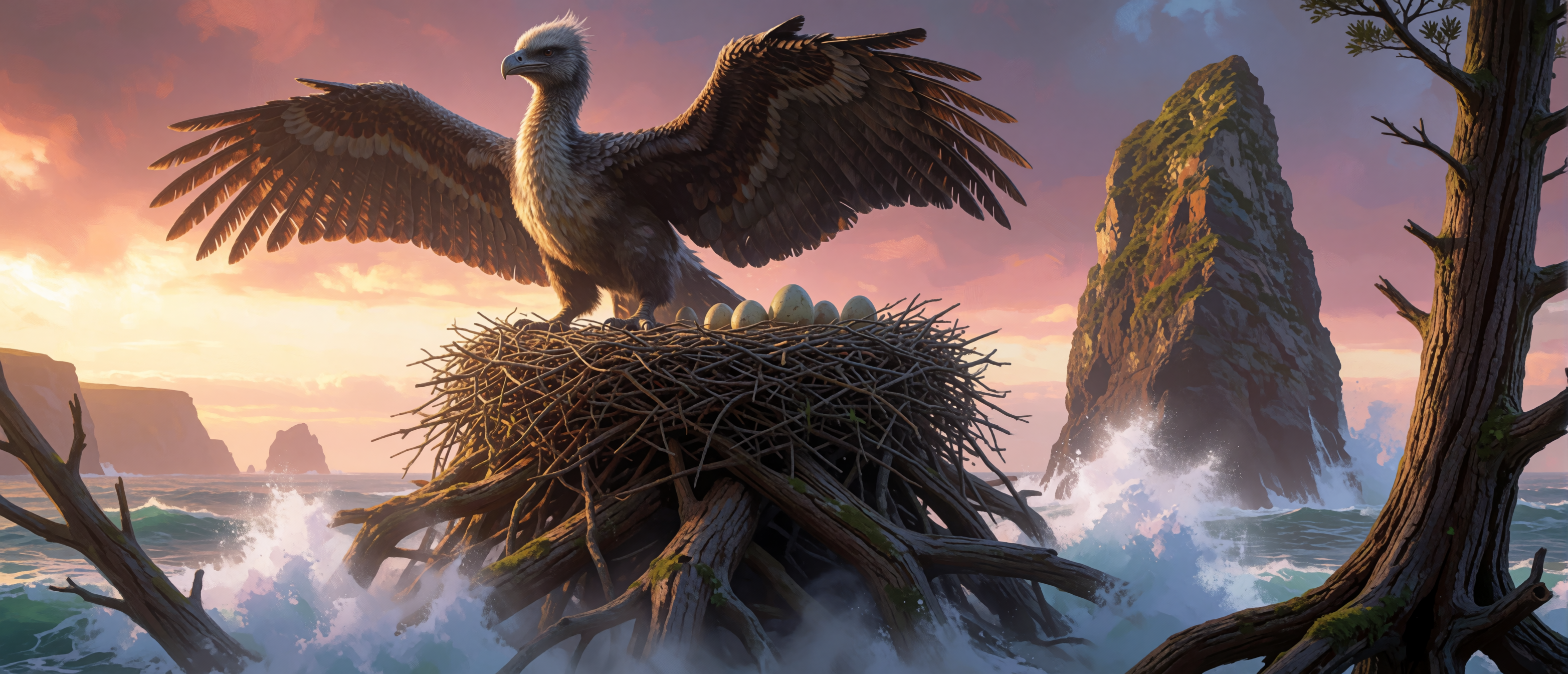 fantasy-flights-roc-huge-nest-sea-stack-dawn-ultrawide
