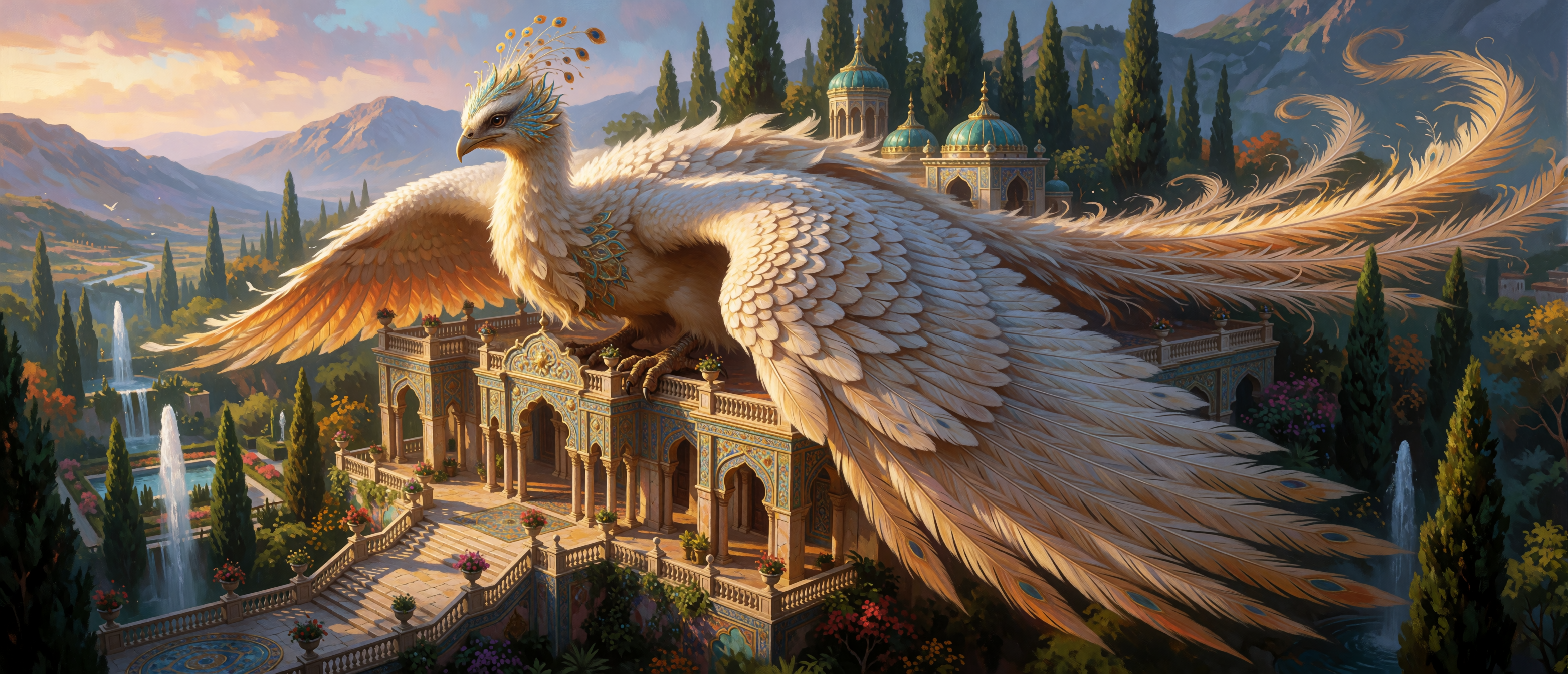 fantasy-flights-simurgh-palace-garden-terrace-dawn-ultrawide
