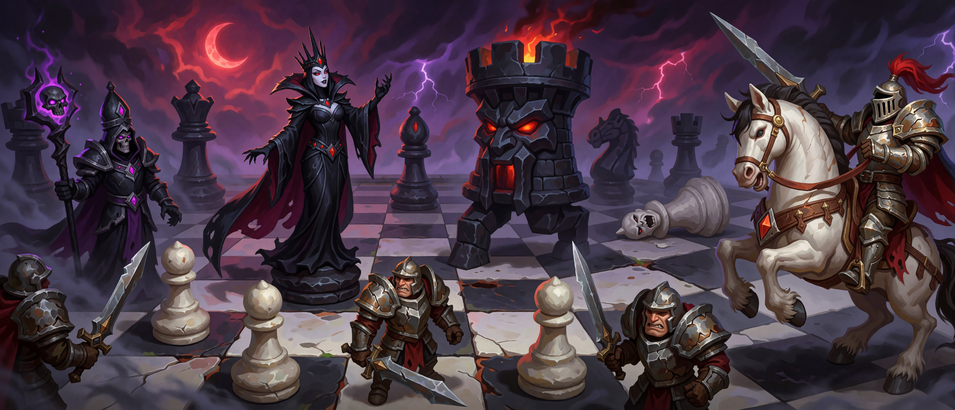 fantasy-living-chess-pieces-dark-queen-knight-battle-storm-ultrawide