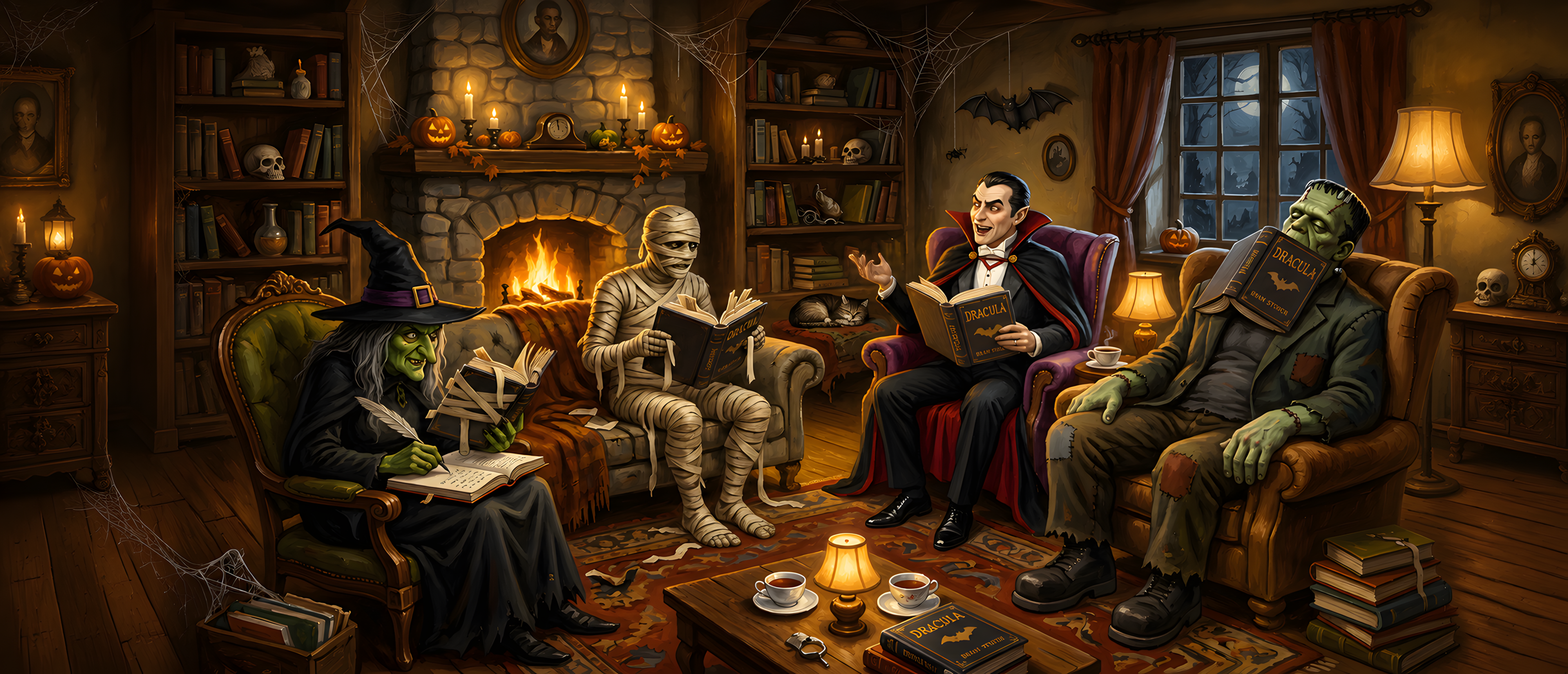 halloween-comedy-monster-book-club-reading-circle-ultrawide