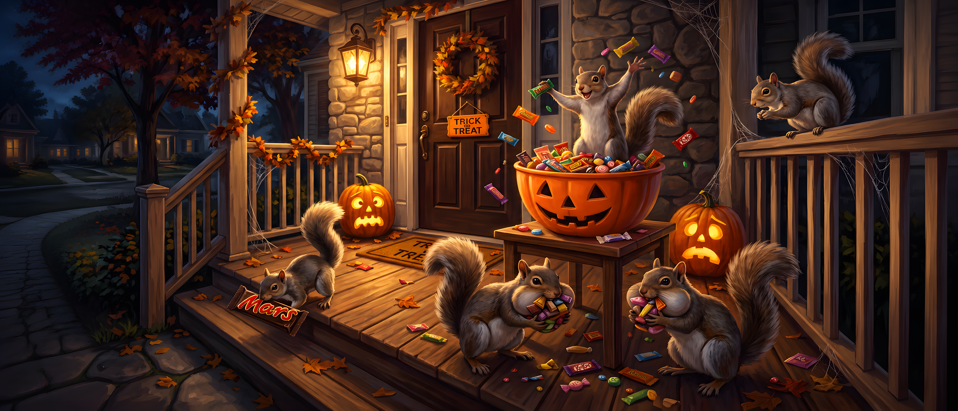 halloween-comedy-squirrel-candy-raid-porch-ultrawide