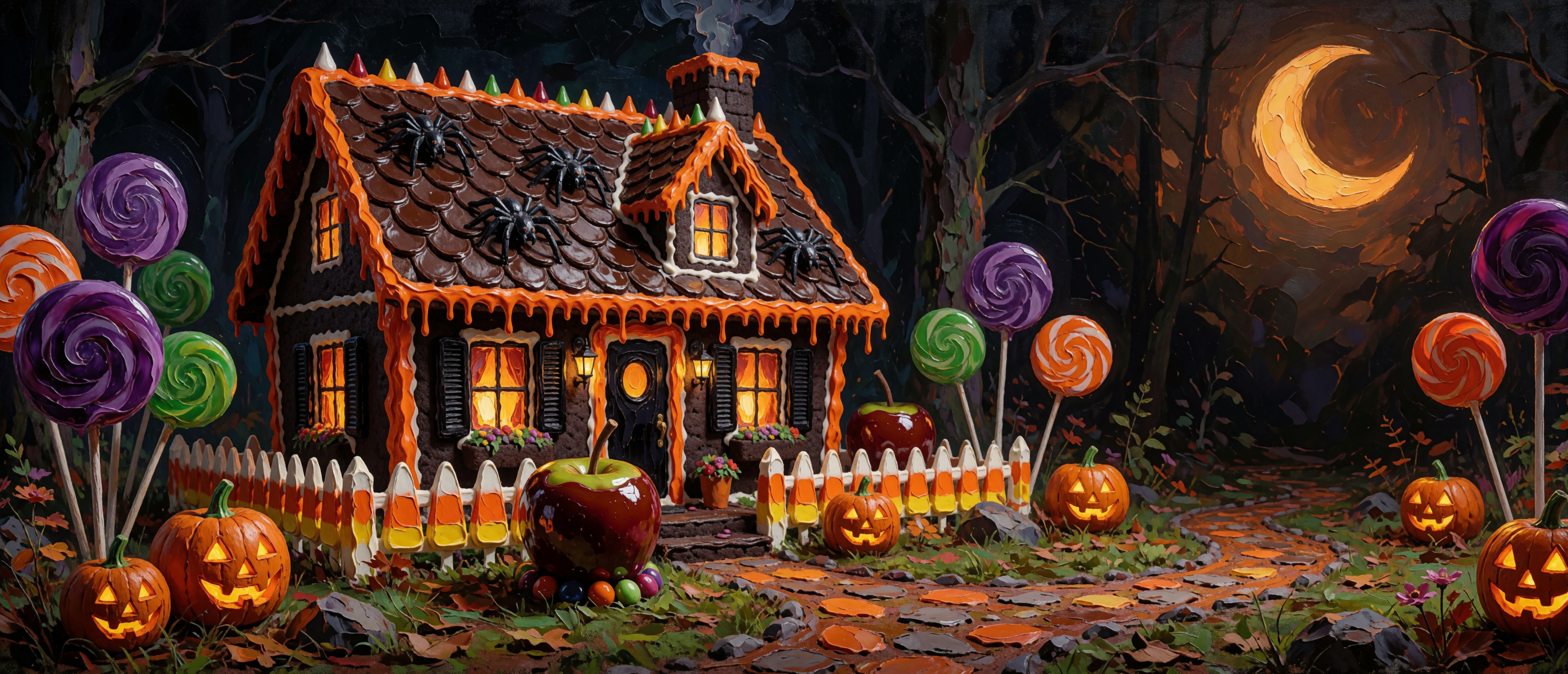 halloween-impasto-candy-cottage-dark-forest-ultrawide