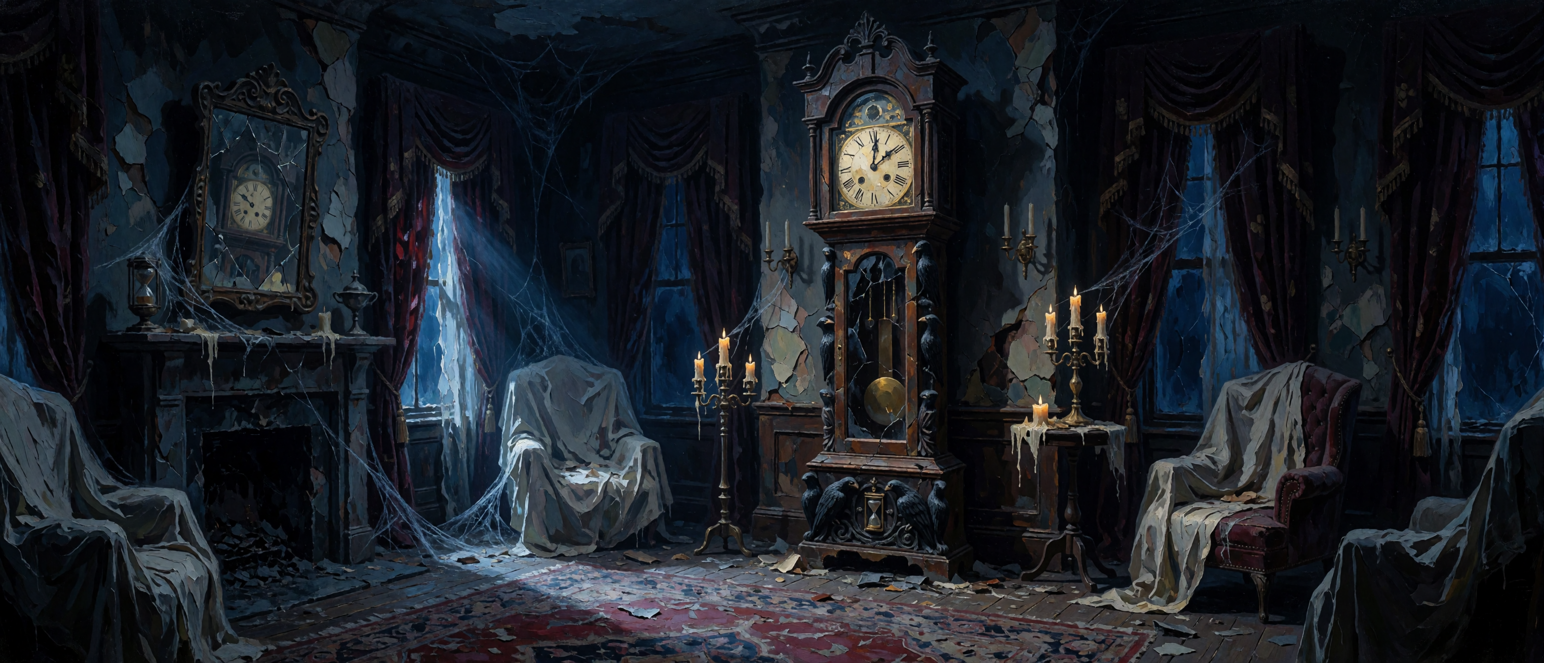 halloween-impasto-gothic-grandfather-clock-midnight-victorian-parlor-ultrawide