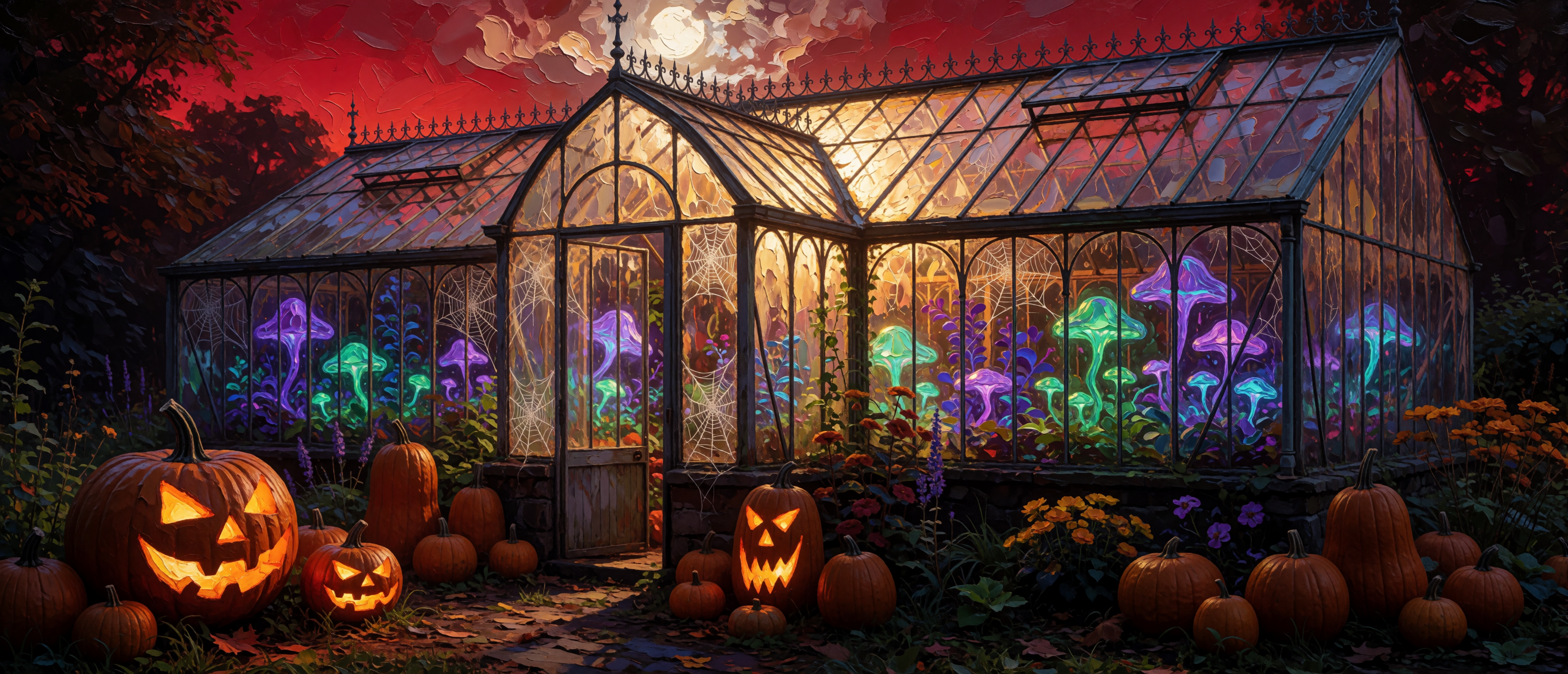 halloween-impasto-haunted-greenhouse-bioluminescent-ultrawide