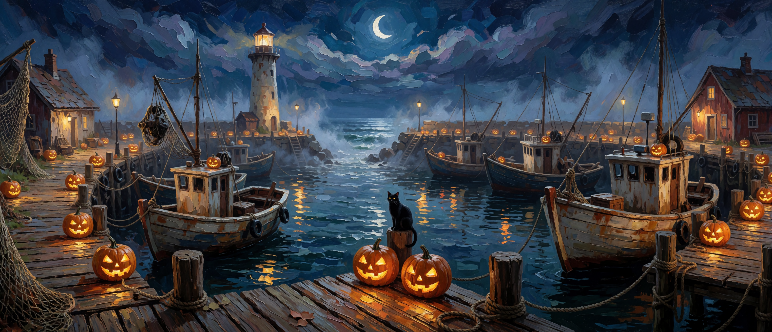 halloween-impasto-haunted-harbor-dock-pumpkins-fog-ultrawide
