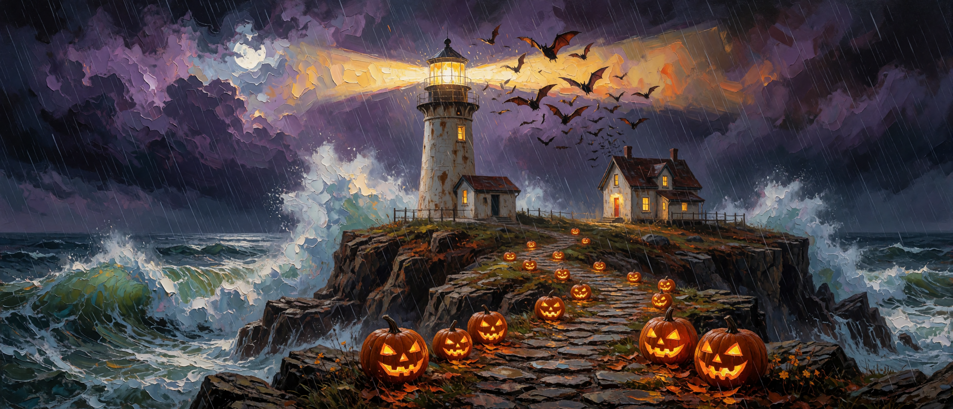 halloween-impasto-lighthouse-storm-pumpkin-path-ultrawide