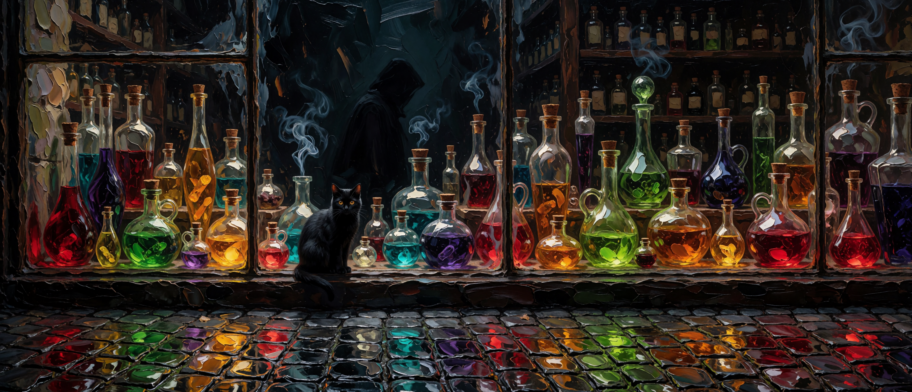 halloween-impasto-potion-shop-window-glowing-bottles-ultrawide