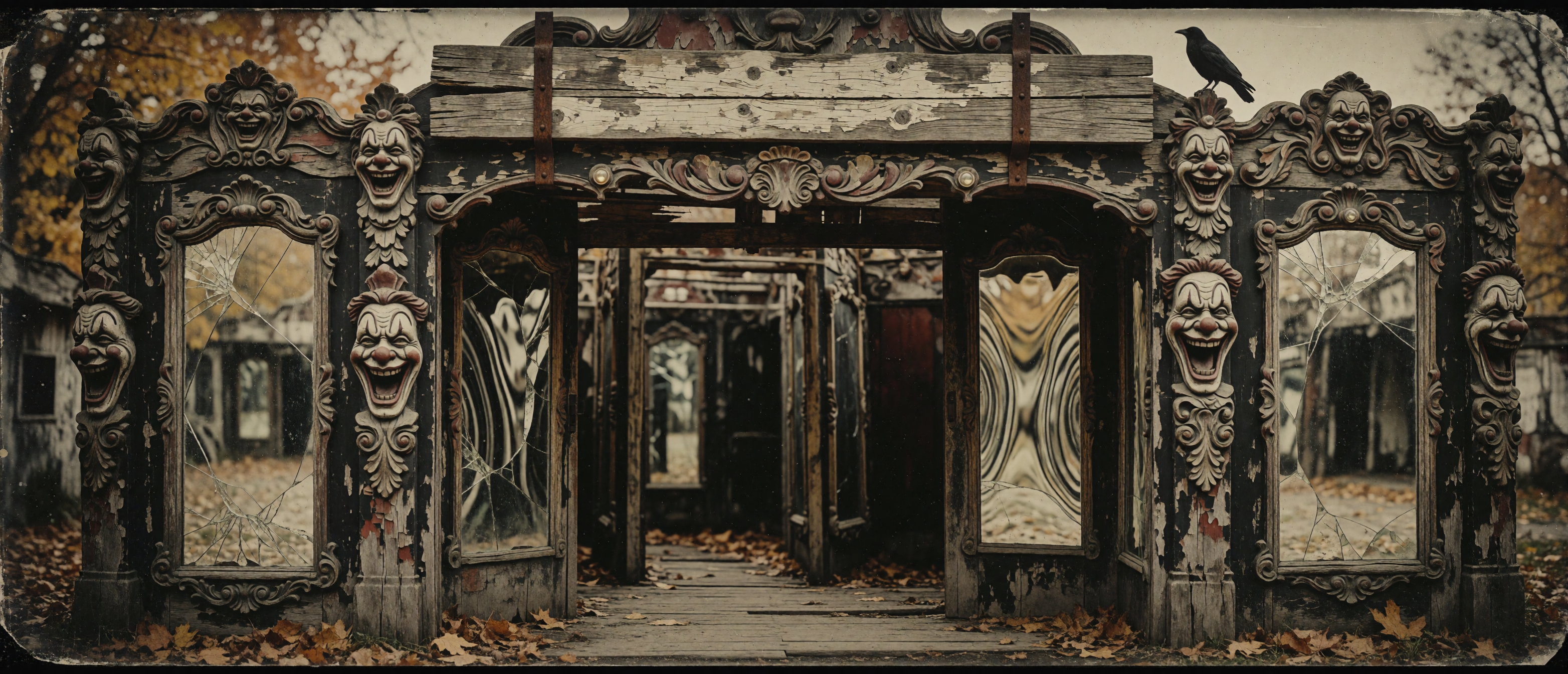 halloween-carnival-vintage-mirror-maze-entrance-grotesque-ultrawide