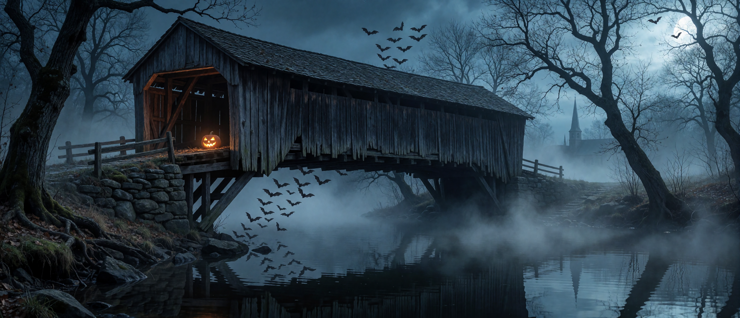 halloween-gothic-covered-bridge-midnight-jack-o-lantern-ultrawide