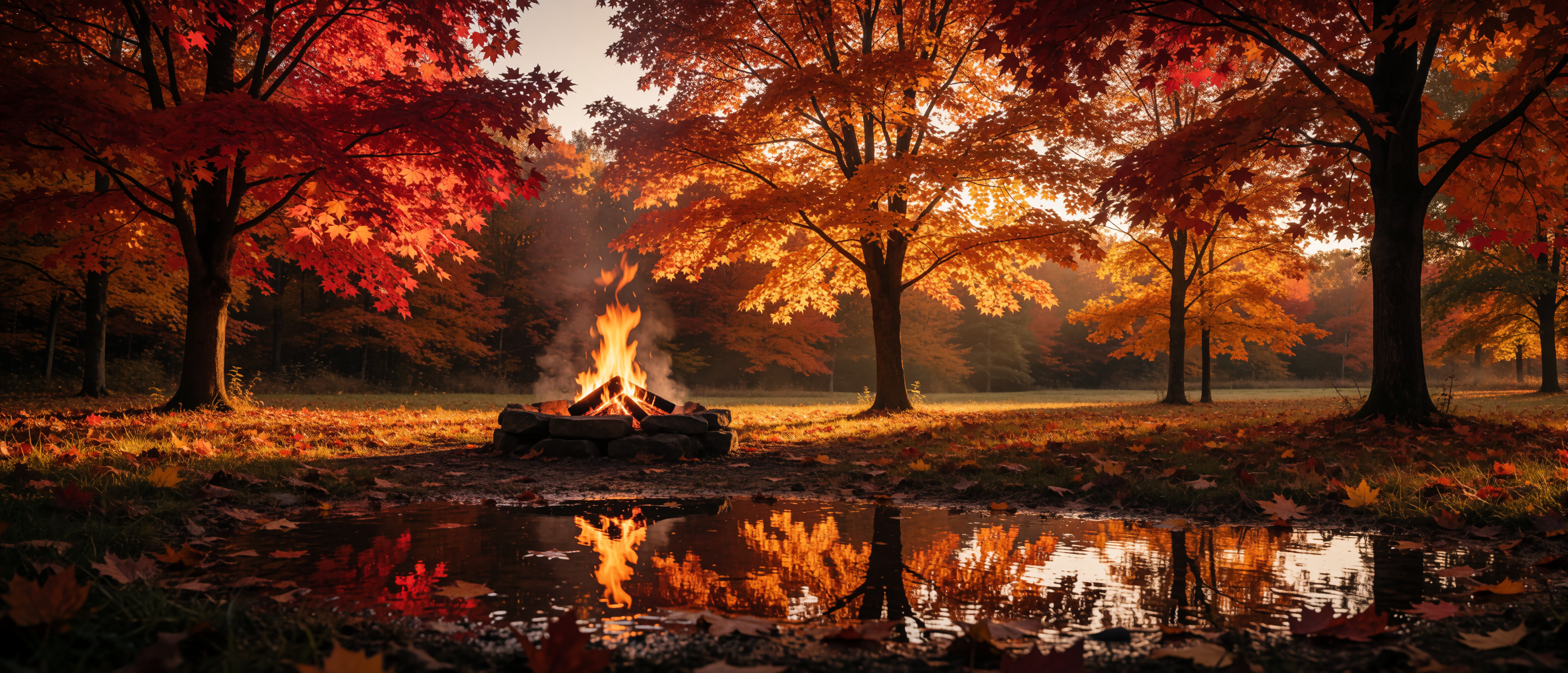stone-firepit-sugar-maple-puddle-golden-hour-ultrawide