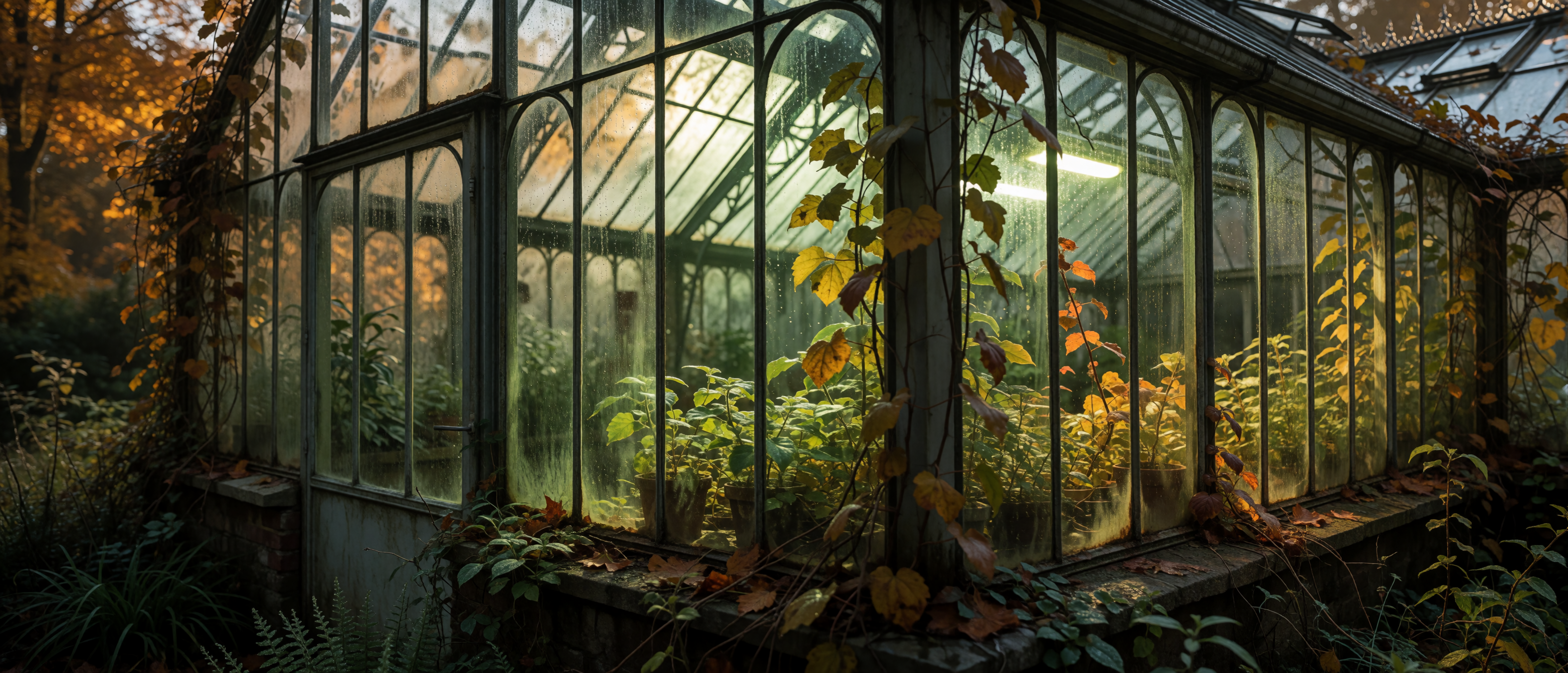victorian-greenhouse-glass-copper-garden-morning-ultrawide