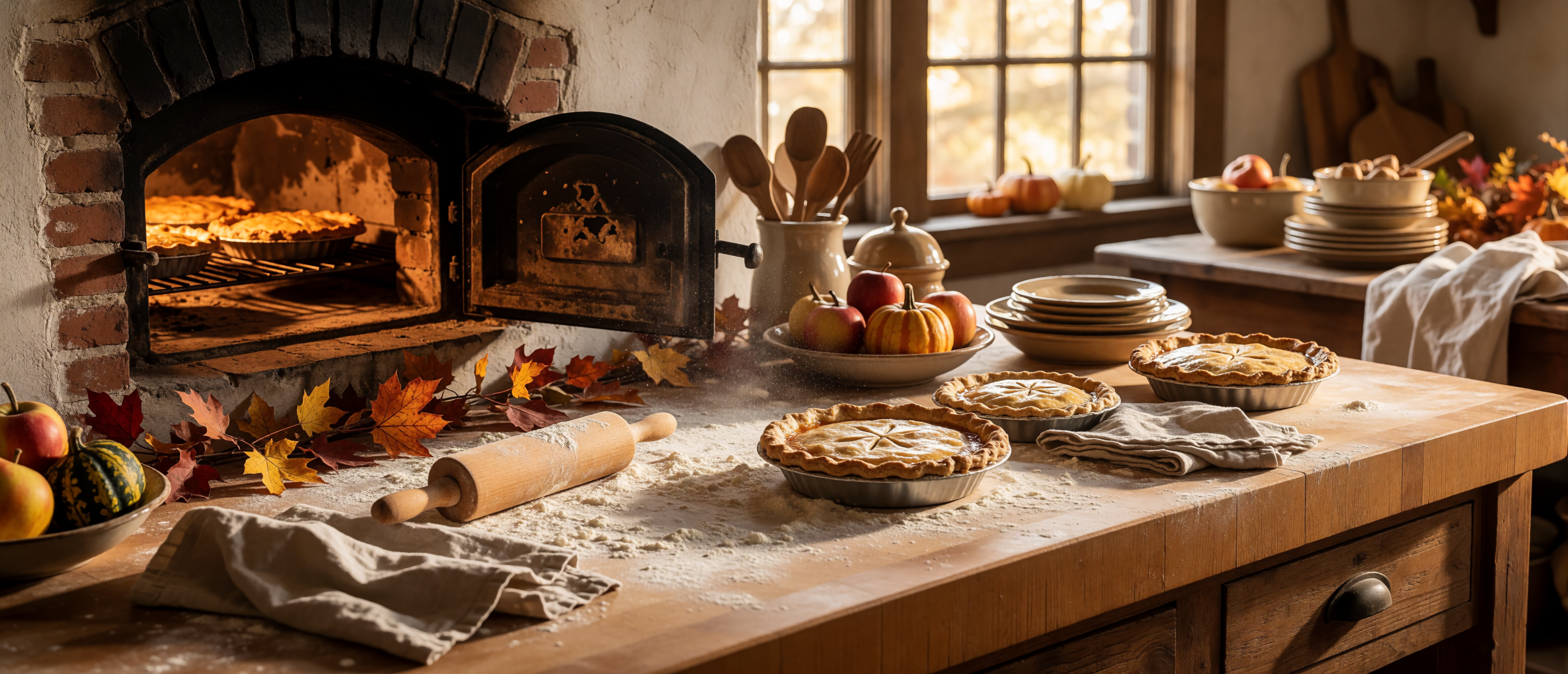 harvest-b01-farmhouse-kitchen-pies-baking-afternoon-light-ultrawide