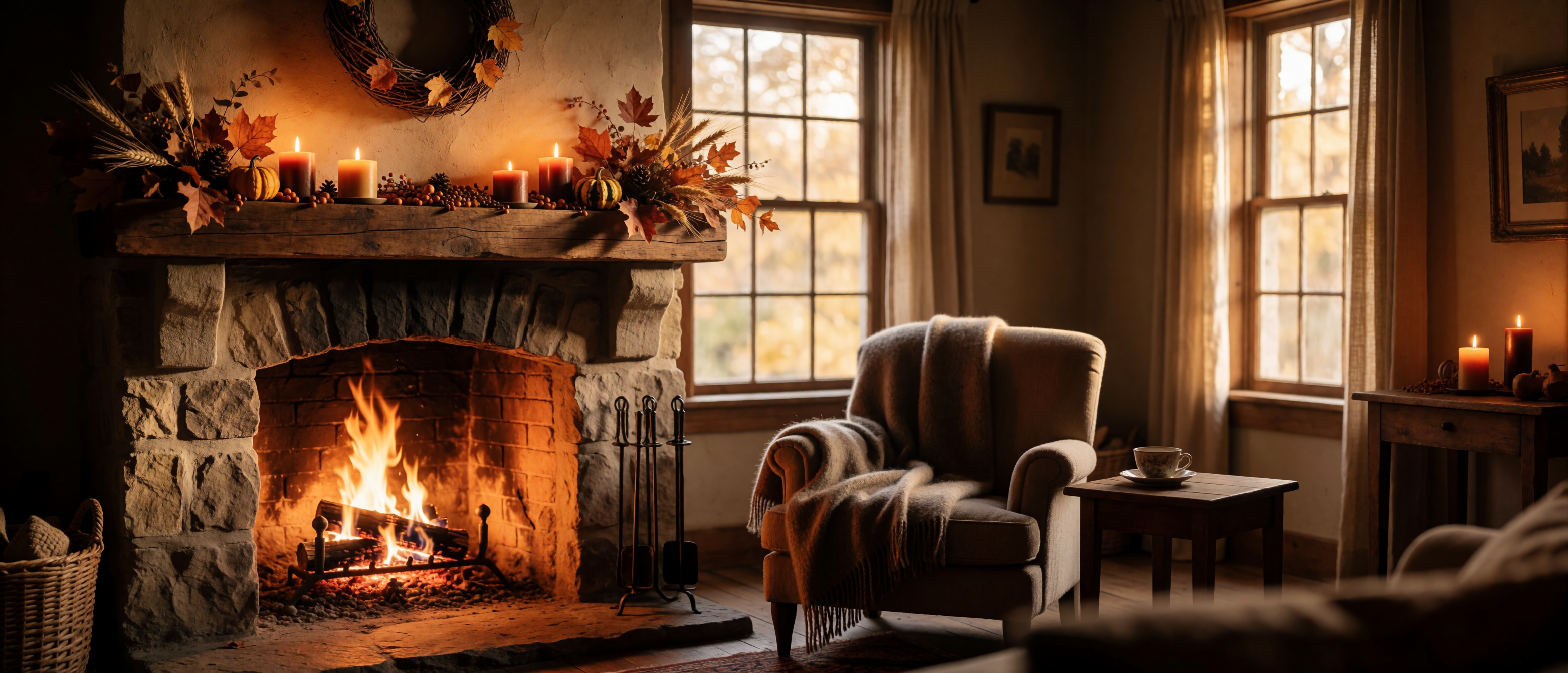 harvest-d05-thanksgiving-hearth-autumn-mantel-firelight-ultrawide
