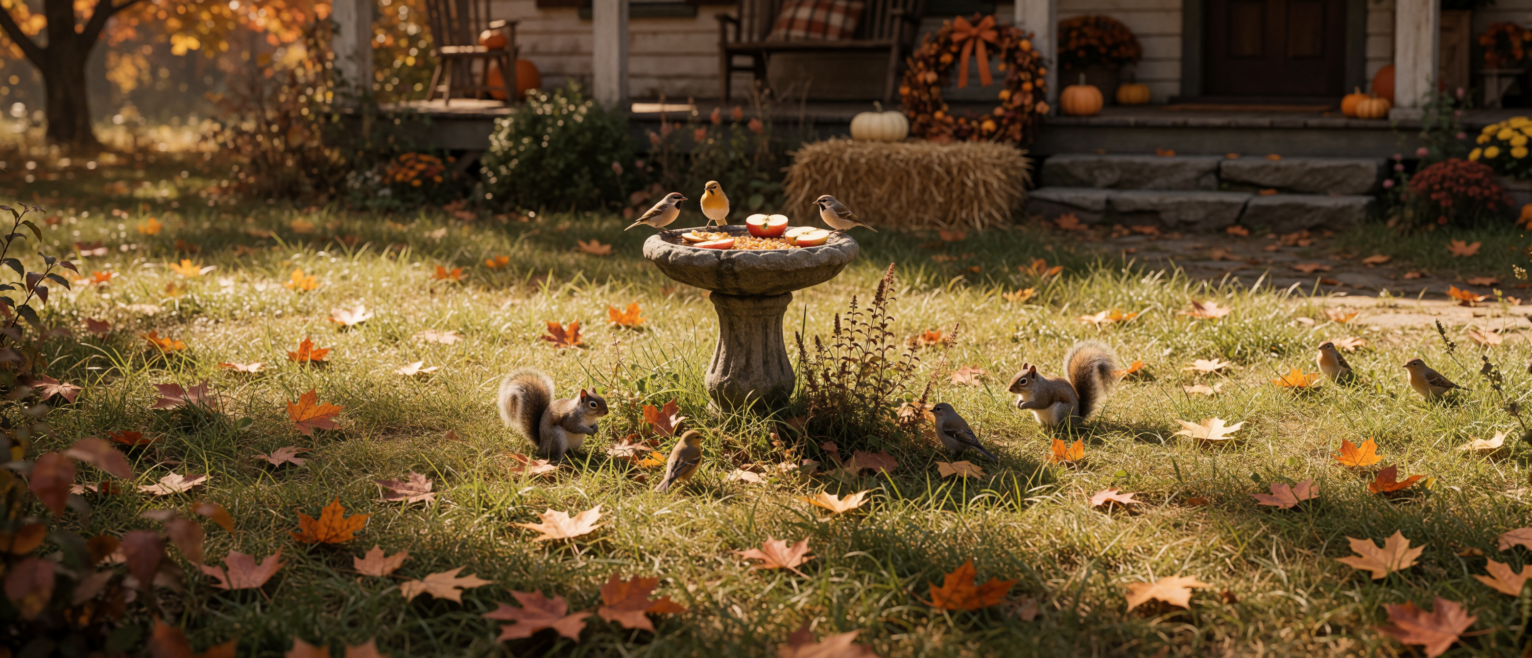 harvest-f06-birdbath-offering-squirrels-birds-thanksgiving-yard-ultrawide