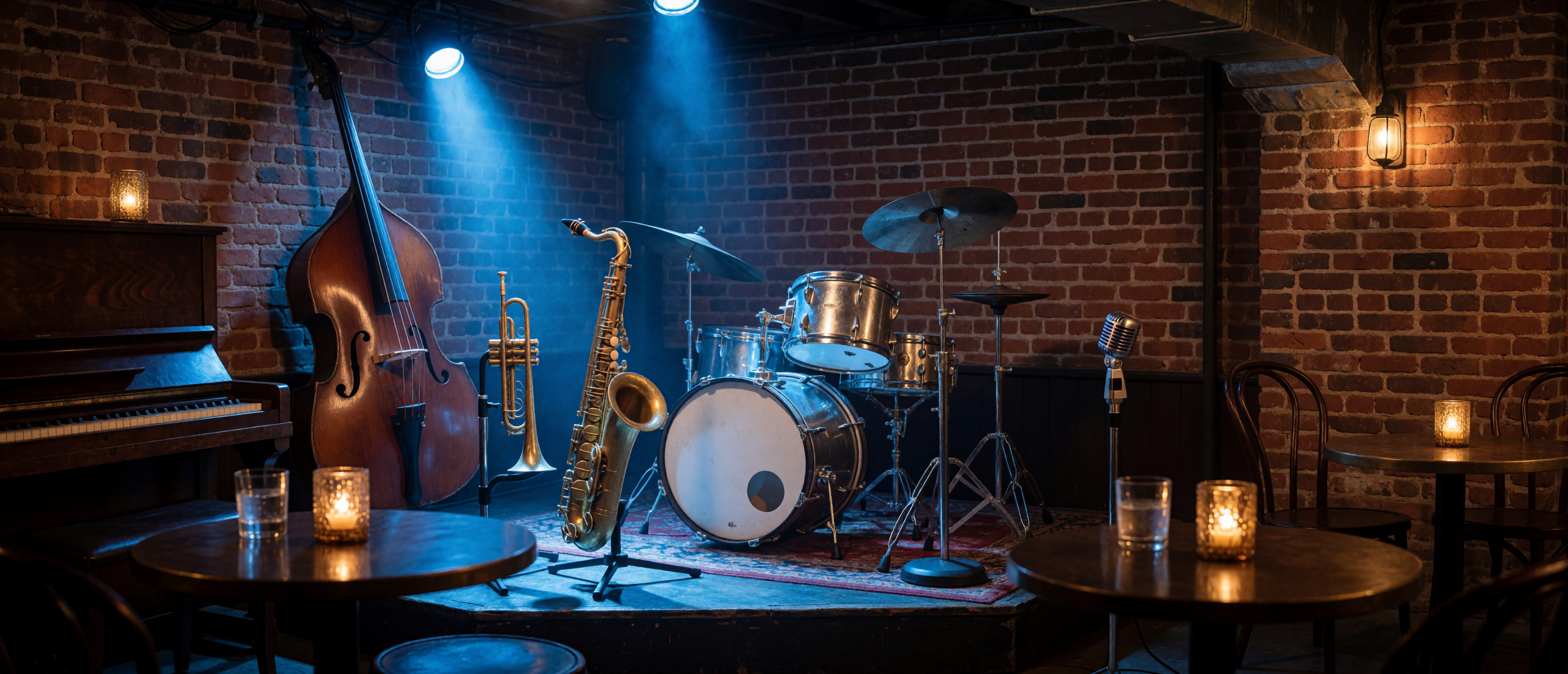 music-time-1950s-jazz-club-blue-spotlight-upright-bass-ultrawide