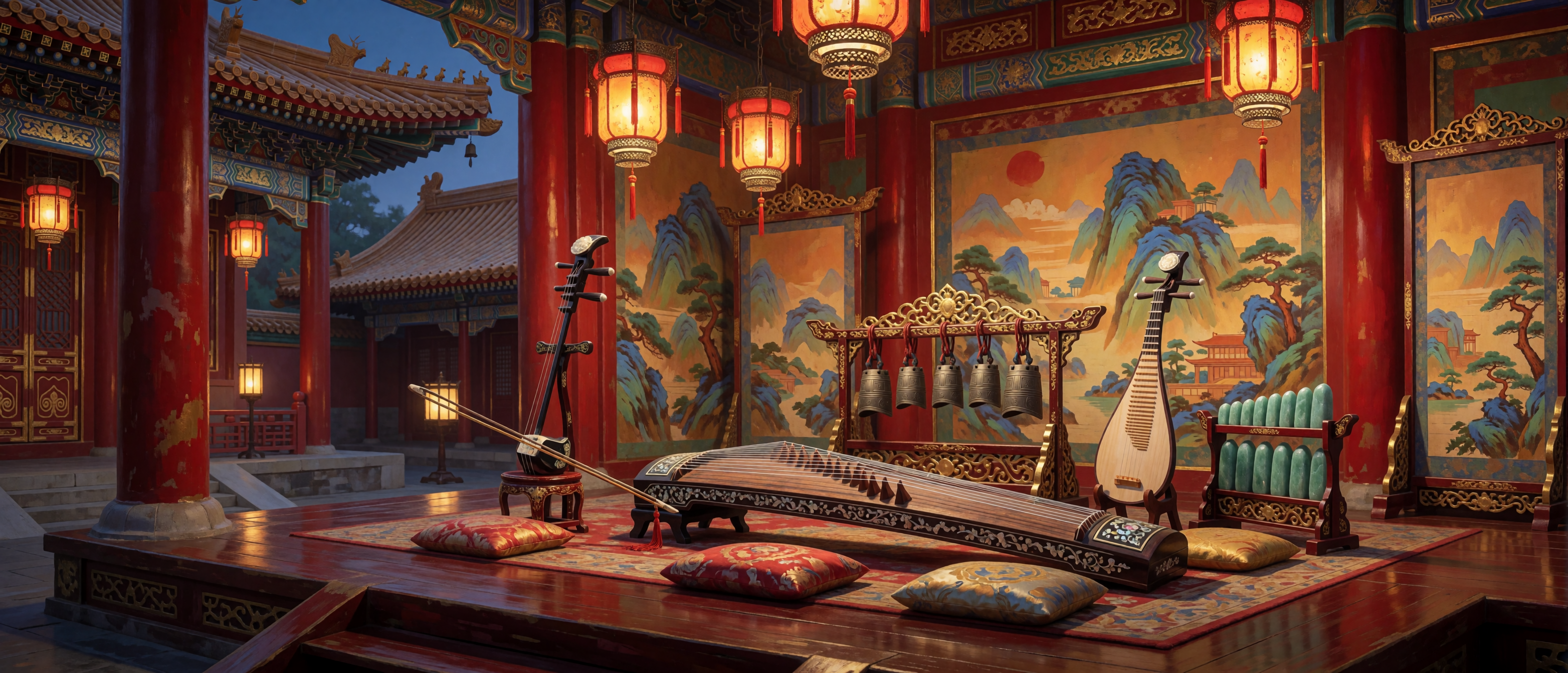 music-time-ancient-china-imperial-court-guzheng-erhu-ultrawide