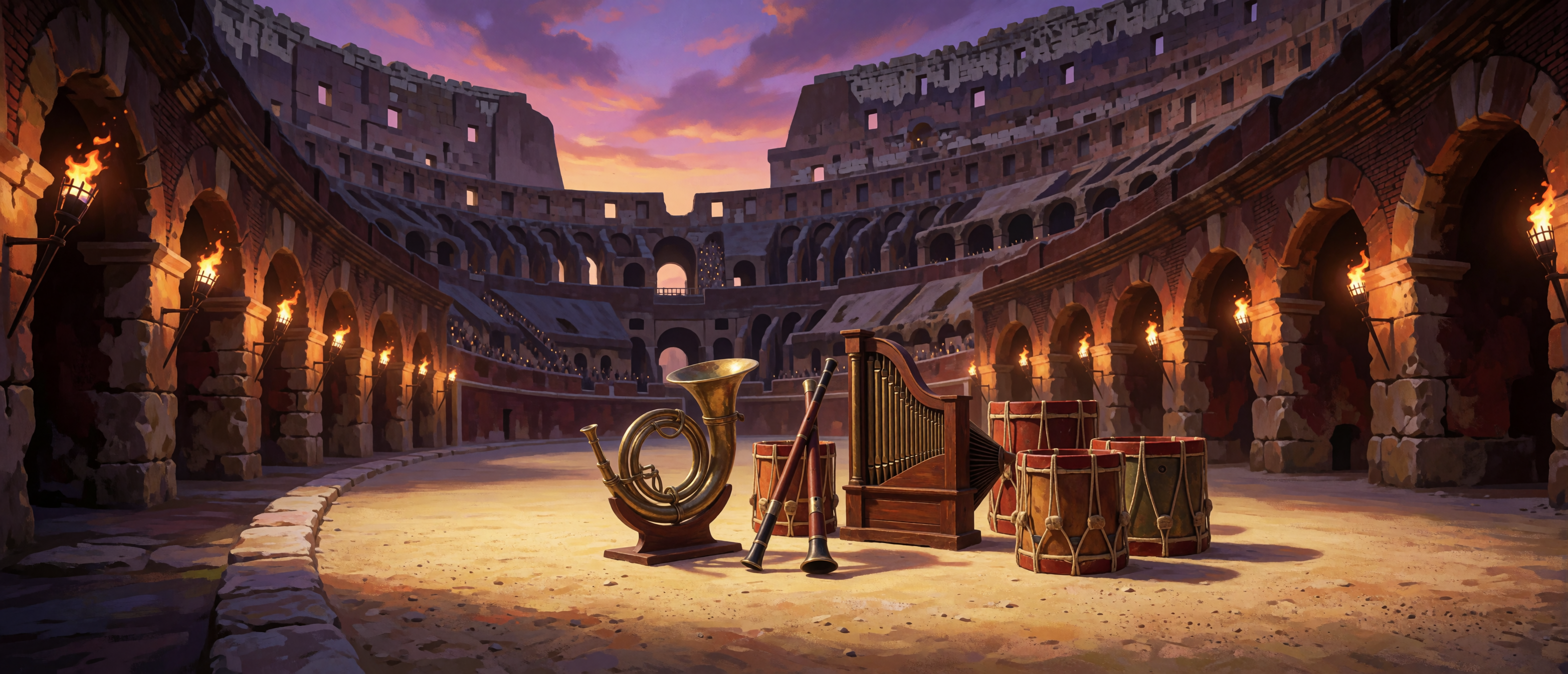 music-time-ancient-rome-colosseum-cornu-war-horn-ultrawide