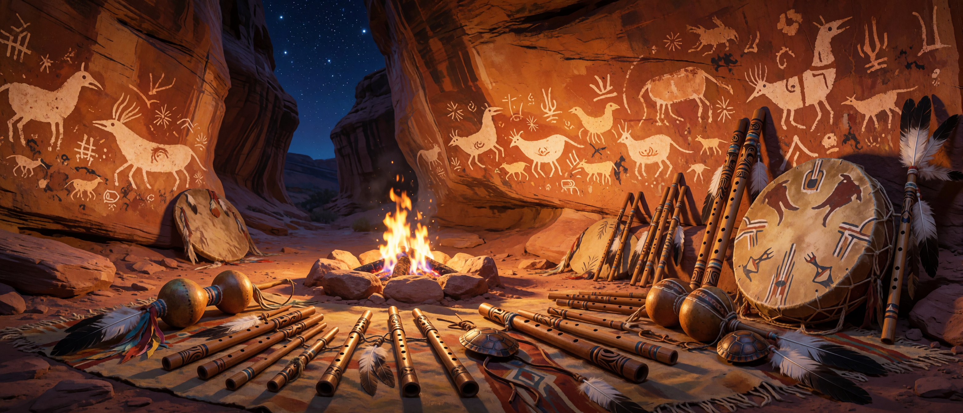 music-time-native-american-cave-cedar-flute-drum-ultrawide