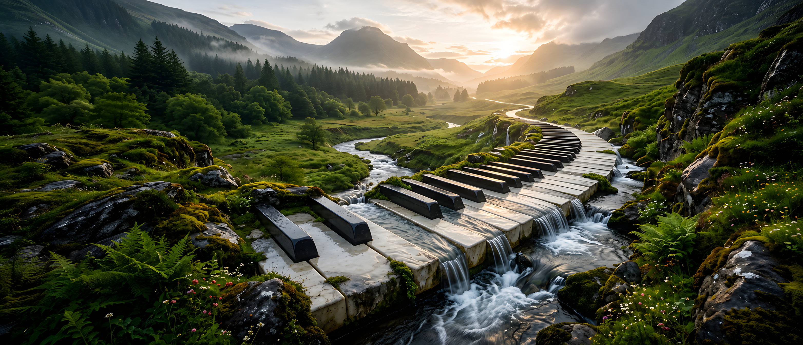 music-misc-piano-key-river-green-valley-ultrawide