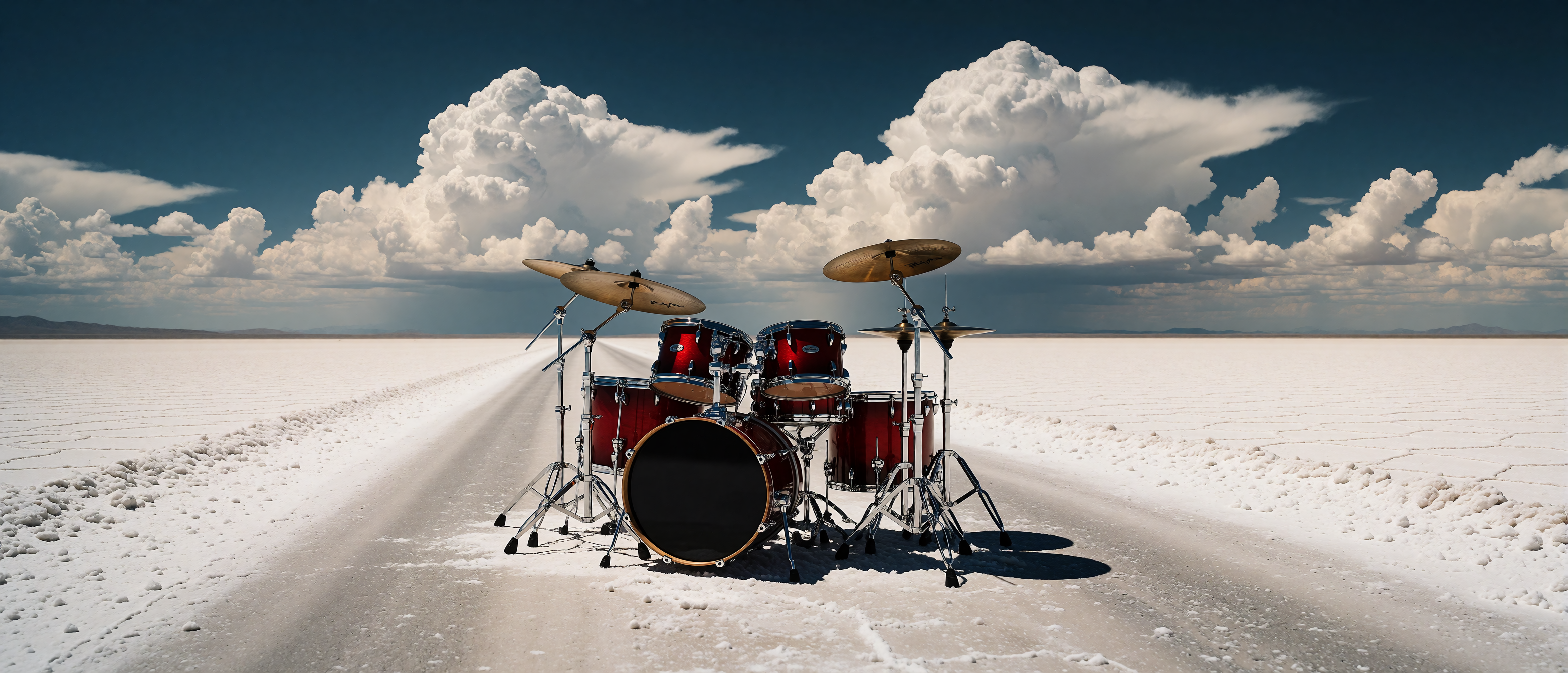 music-drums-white-salt-desert-midday-ultrawide